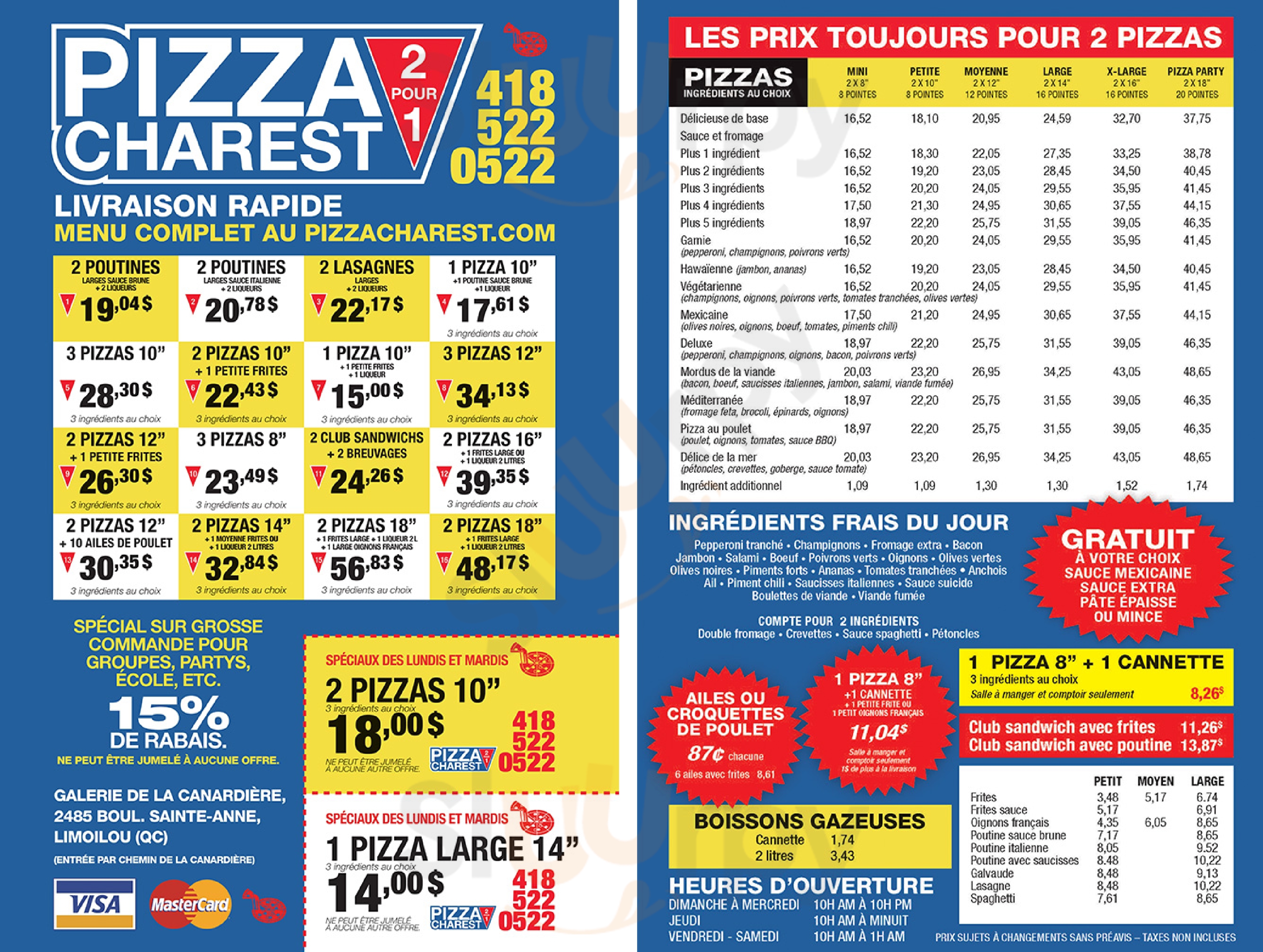 Pizza Charest Quebec City Menu - 1