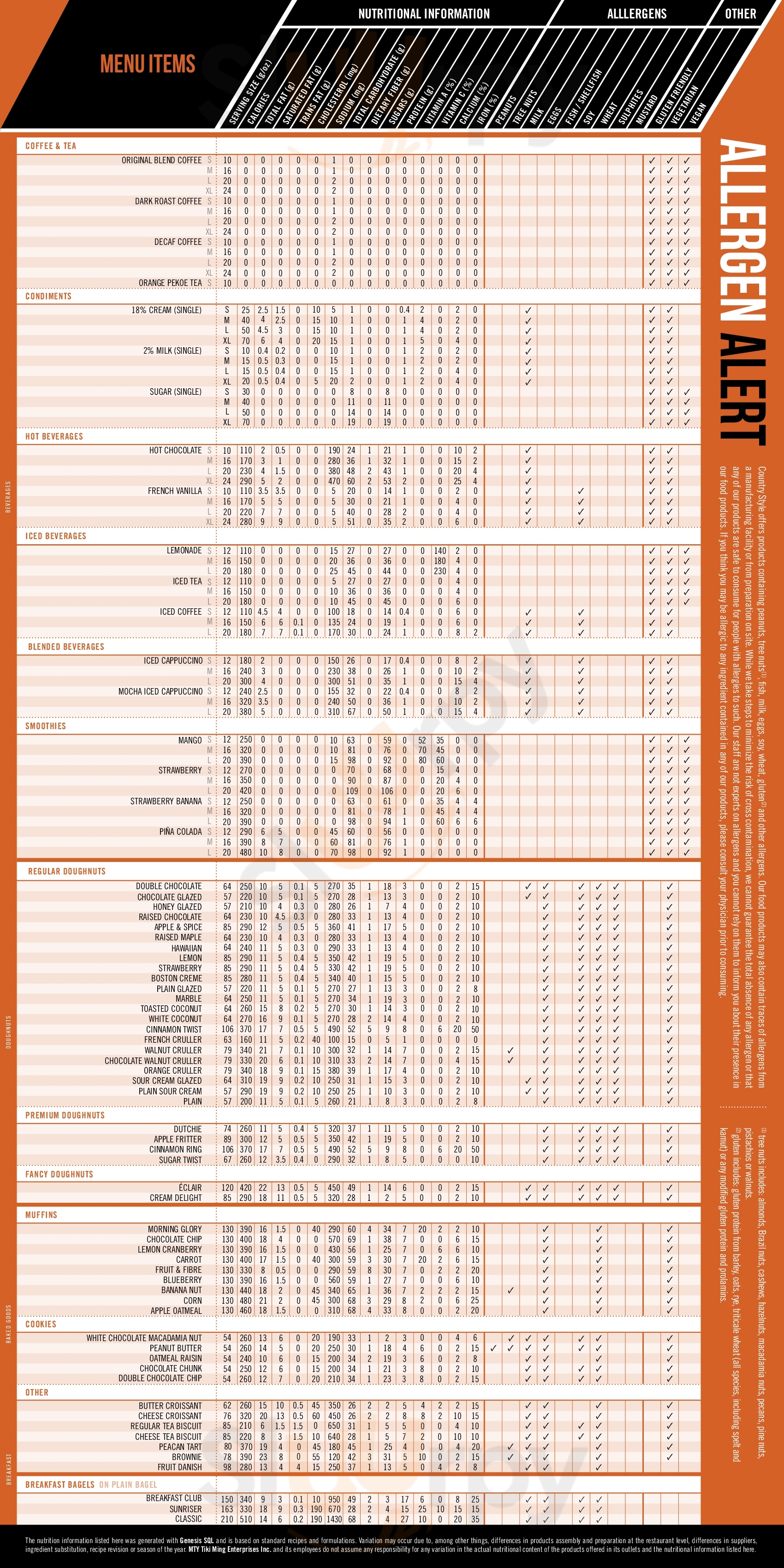 Country Style Hamilton Menu - 1