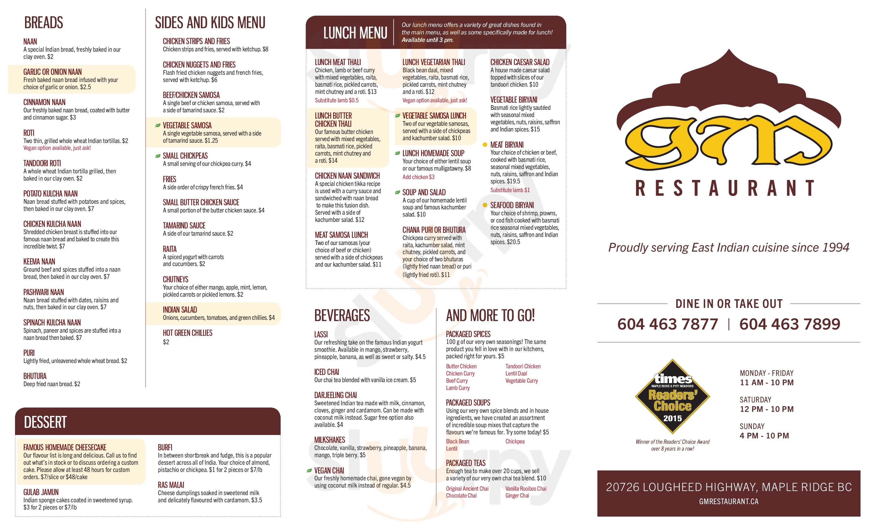 Gm Restaurant Maple Ridge Menu - 1