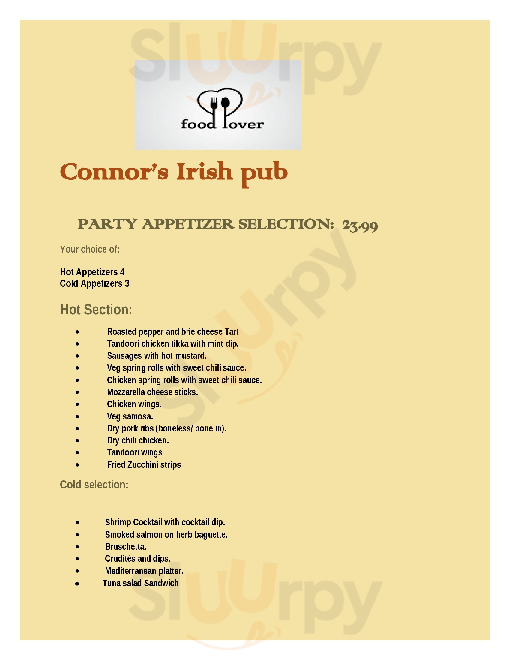 Connor’s Irish Pub & Grill St. Albert Menu - 1