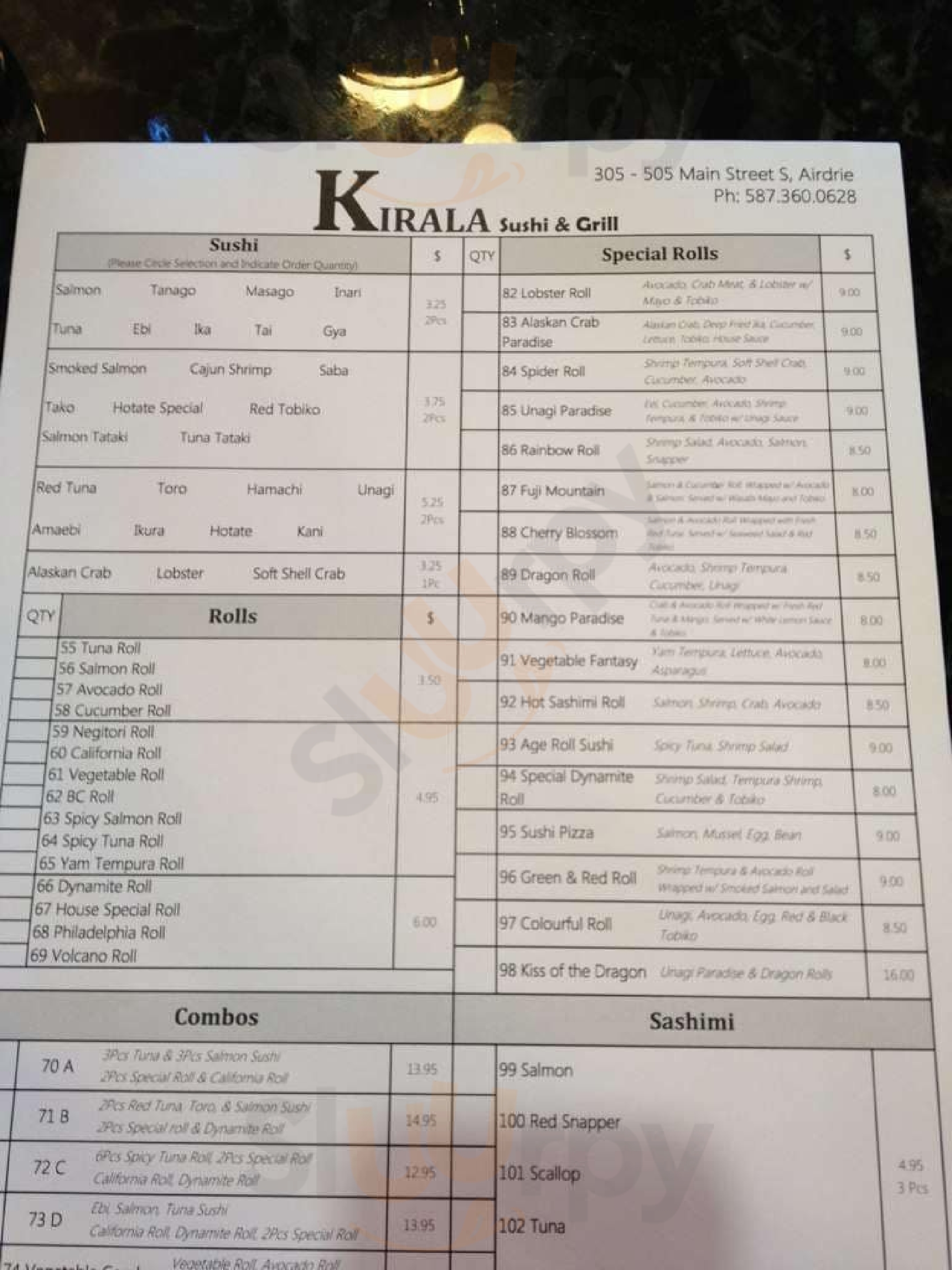 Kirala Sushi And Grill Airdrie Menu - 1