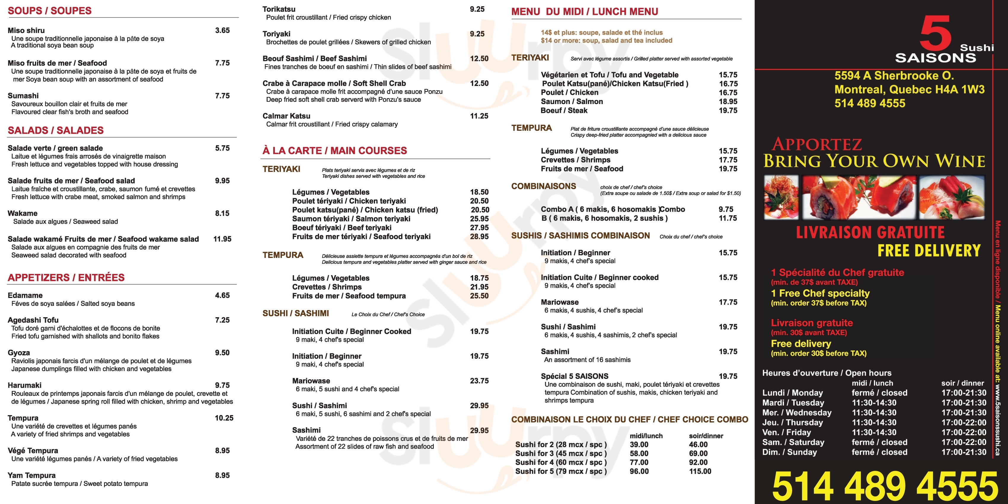 Main Menu - 5 Saisons Sushi