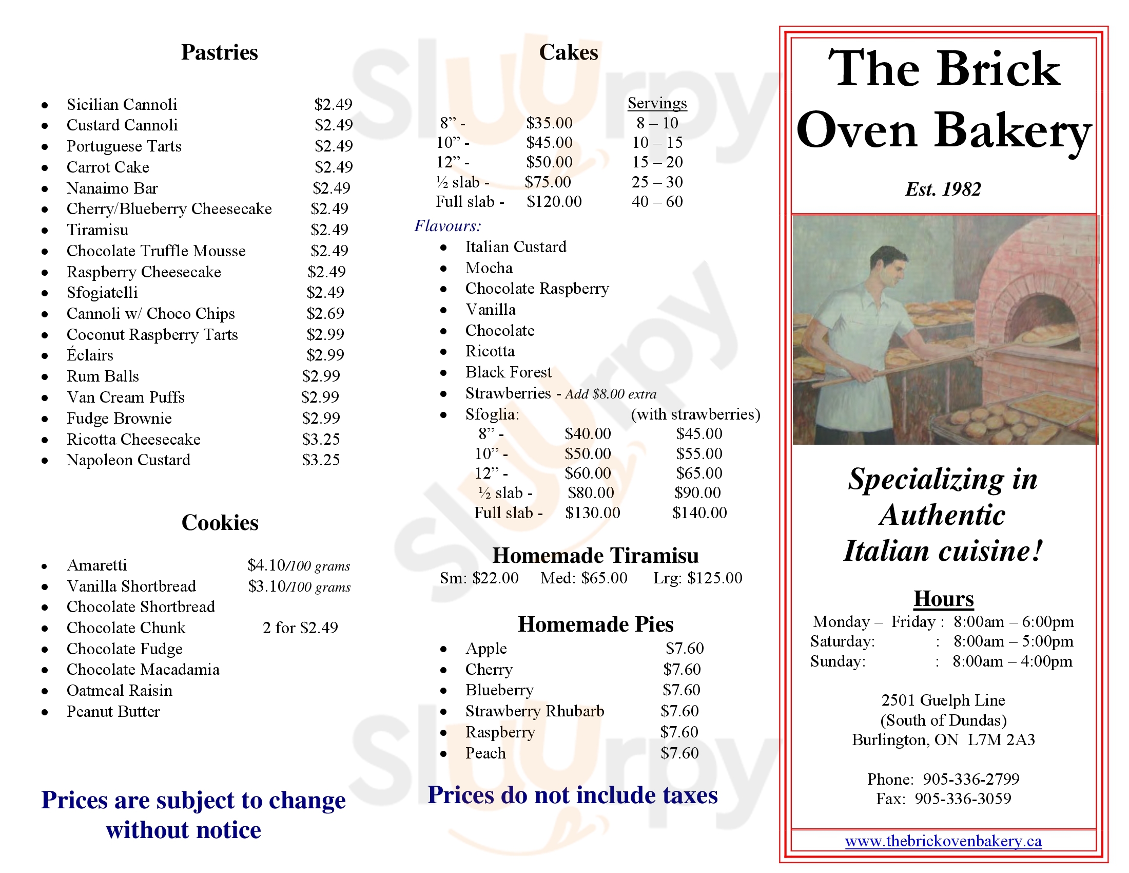 Brick Oven Bakery Burlington Menu - 1