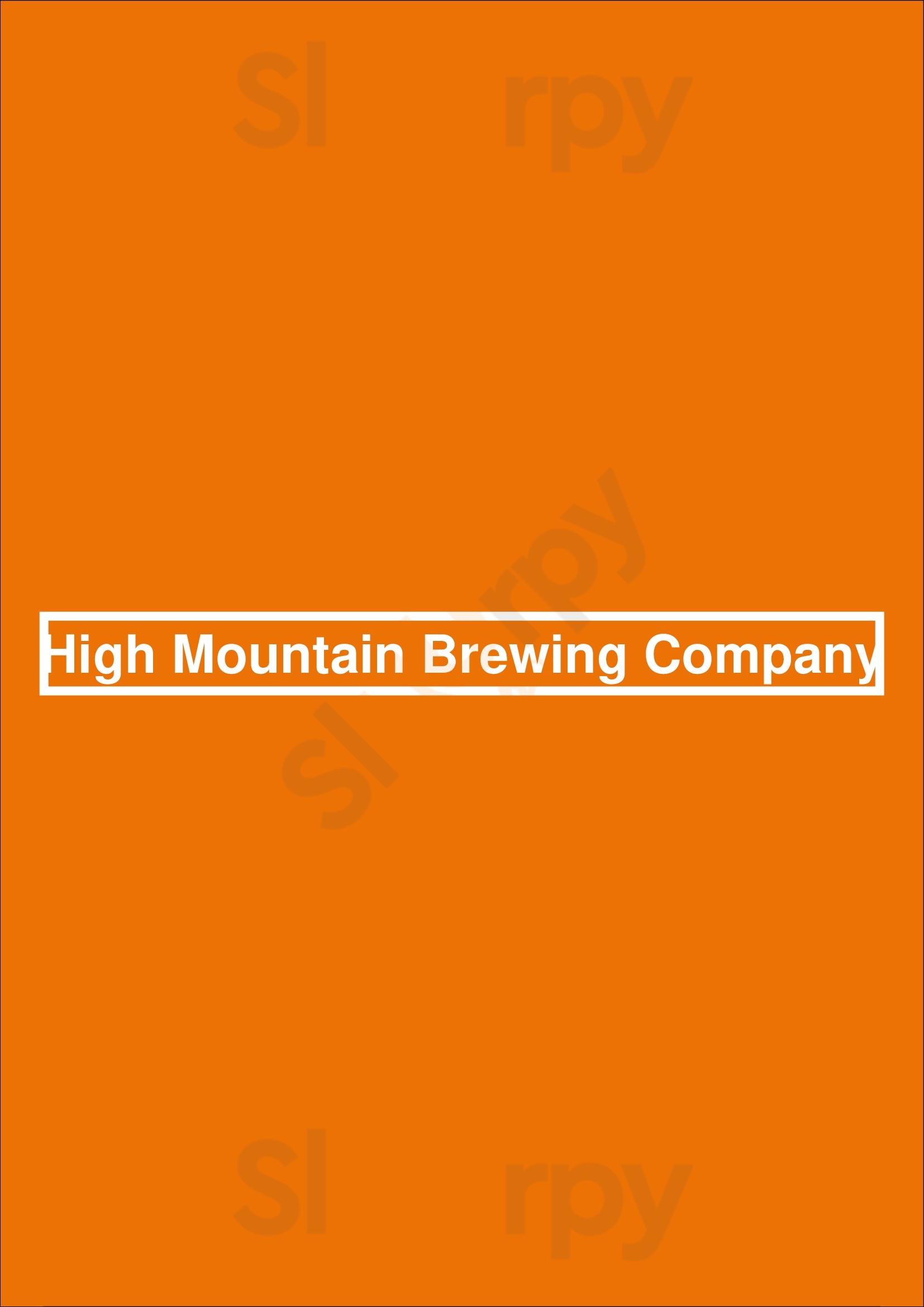 High Mountain Brewing Company Whistler Menu - 1