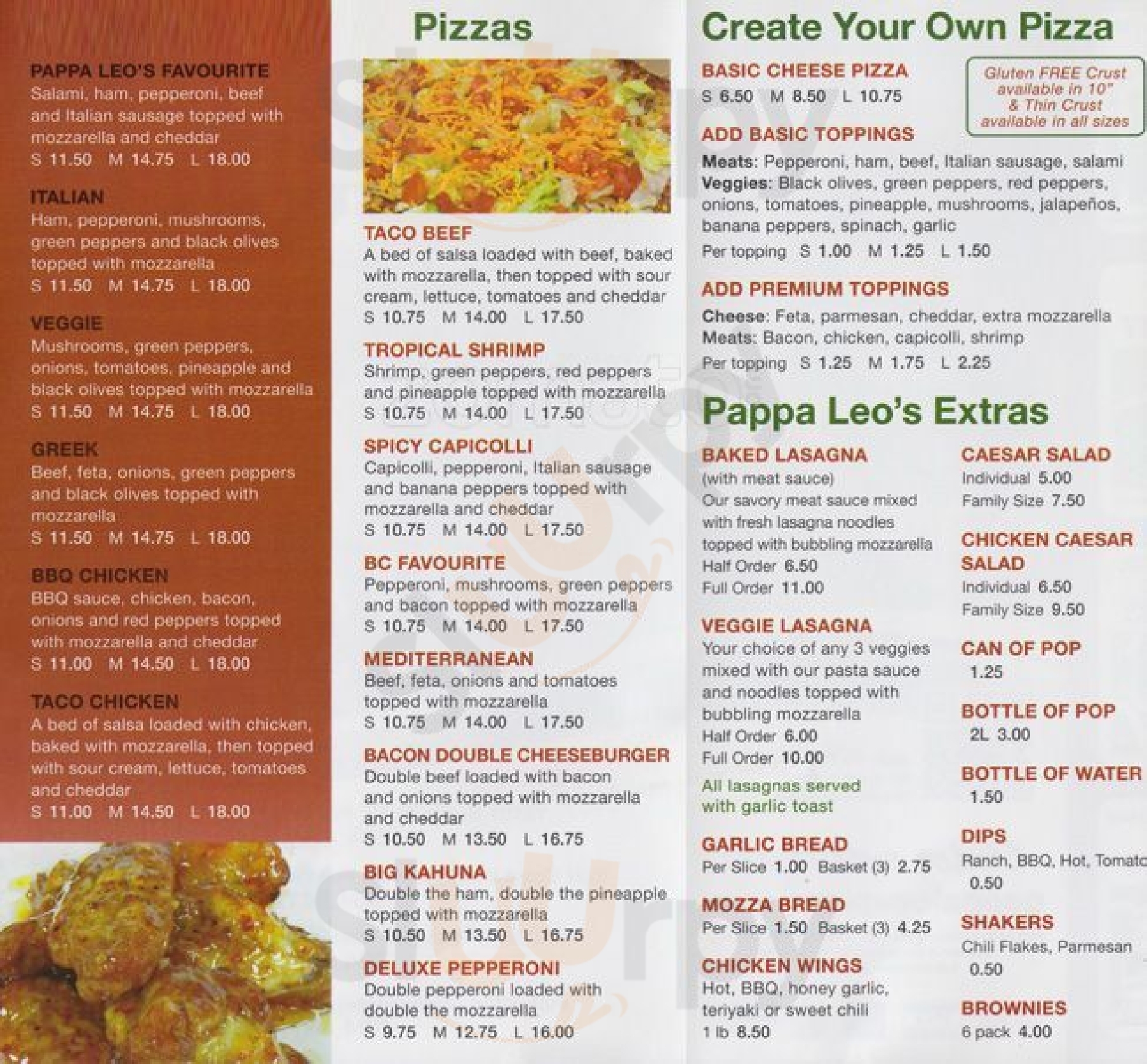 Pappa Leo's Pizza Port Coquitlam Menu - 1