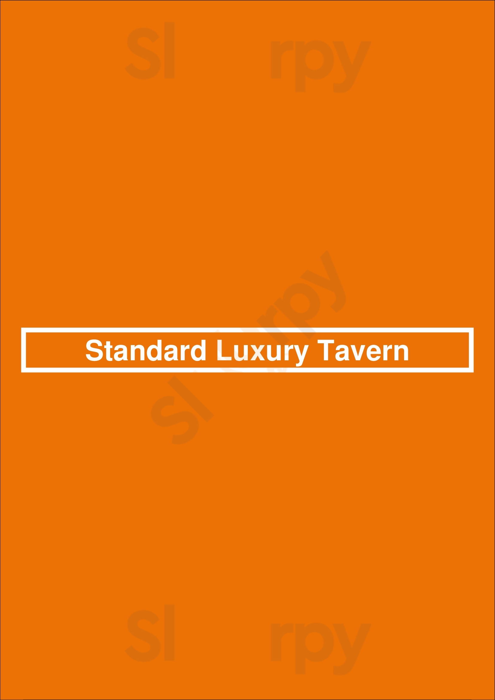Standard Luxury Tavern Ottawa Menu - 1