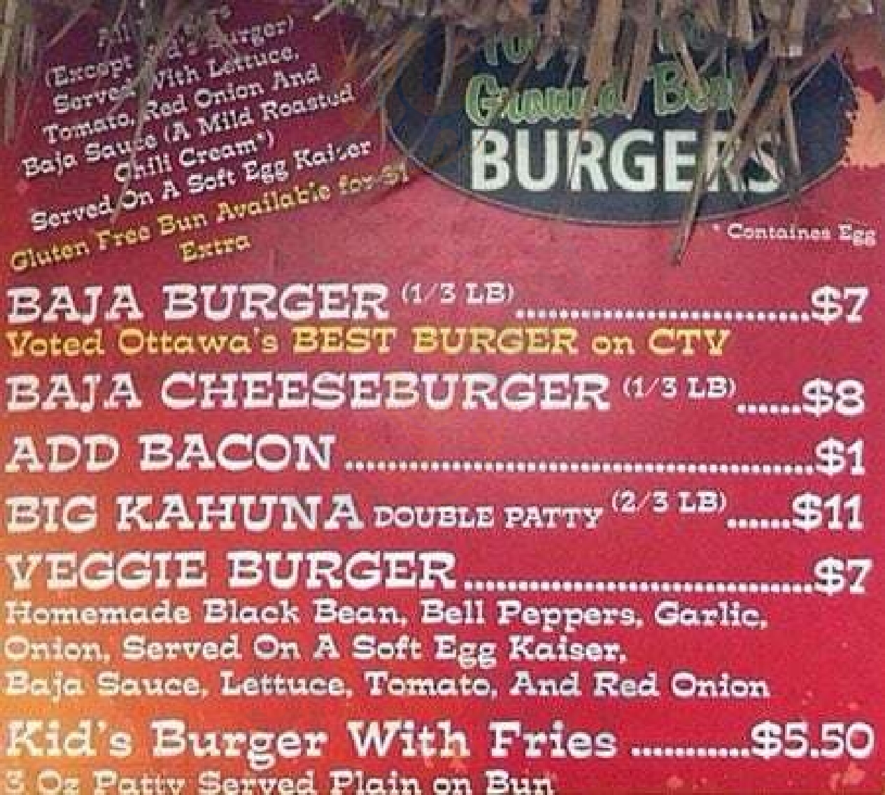 Baja Burger Shack Ottawa Menu - 1