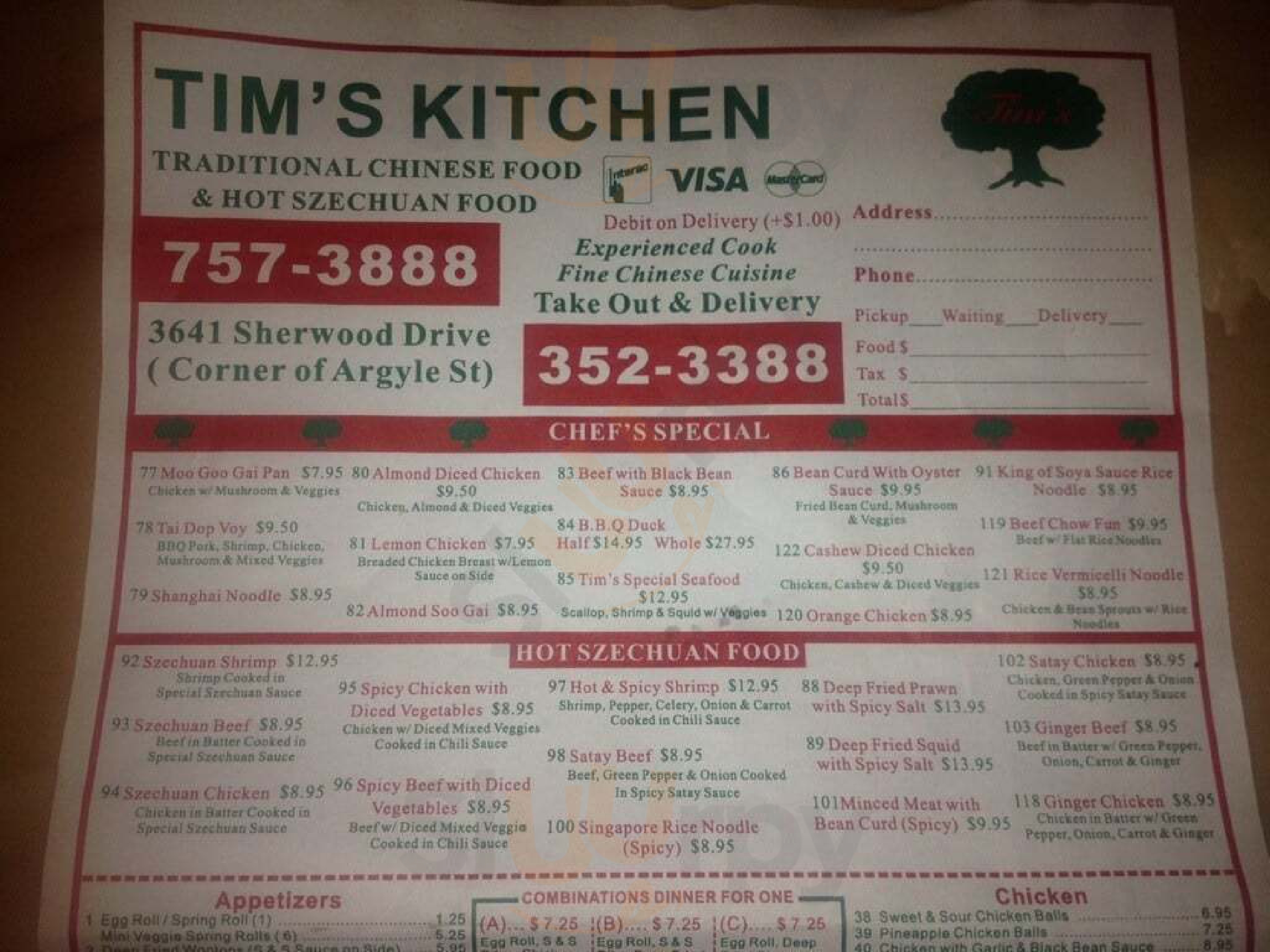 Tim's Kitchen Regina Menu - 1