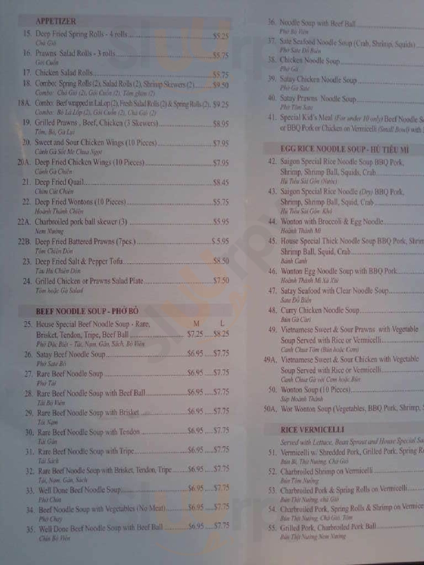 Treasure Of Saigon Calgary Menu - 1