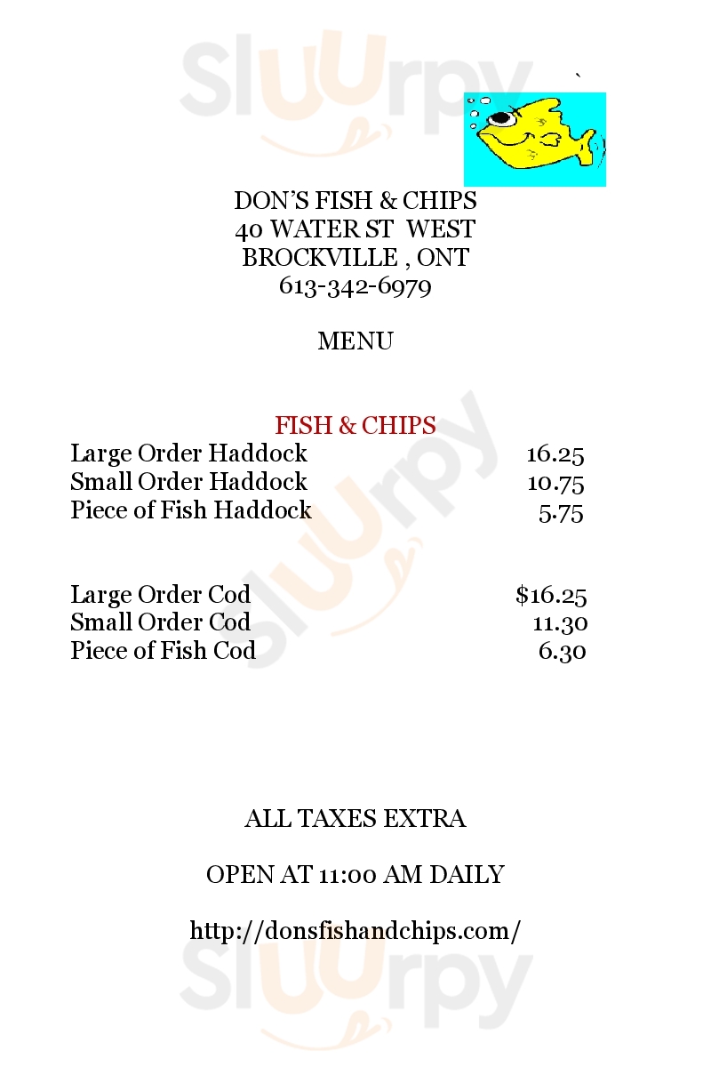 Don's Fish & Chip Shop Brockville Menu - 1