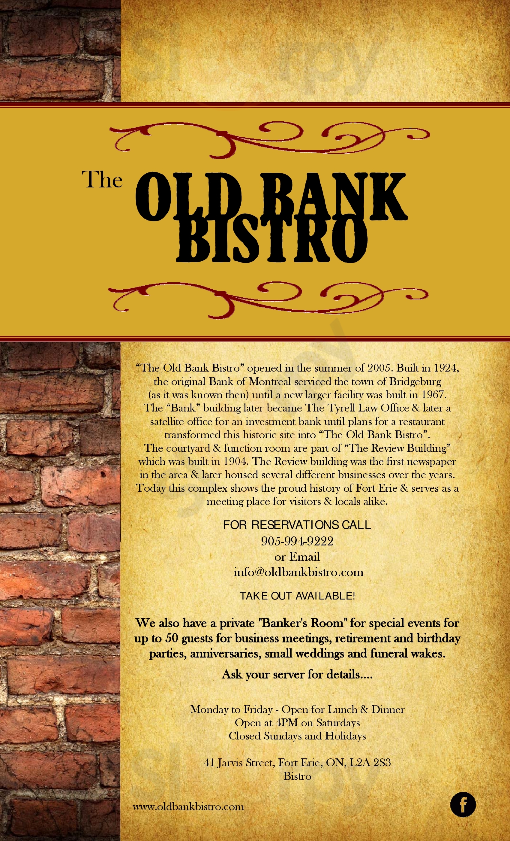 The Old Bank Bistro Fort Erie Menu - 1