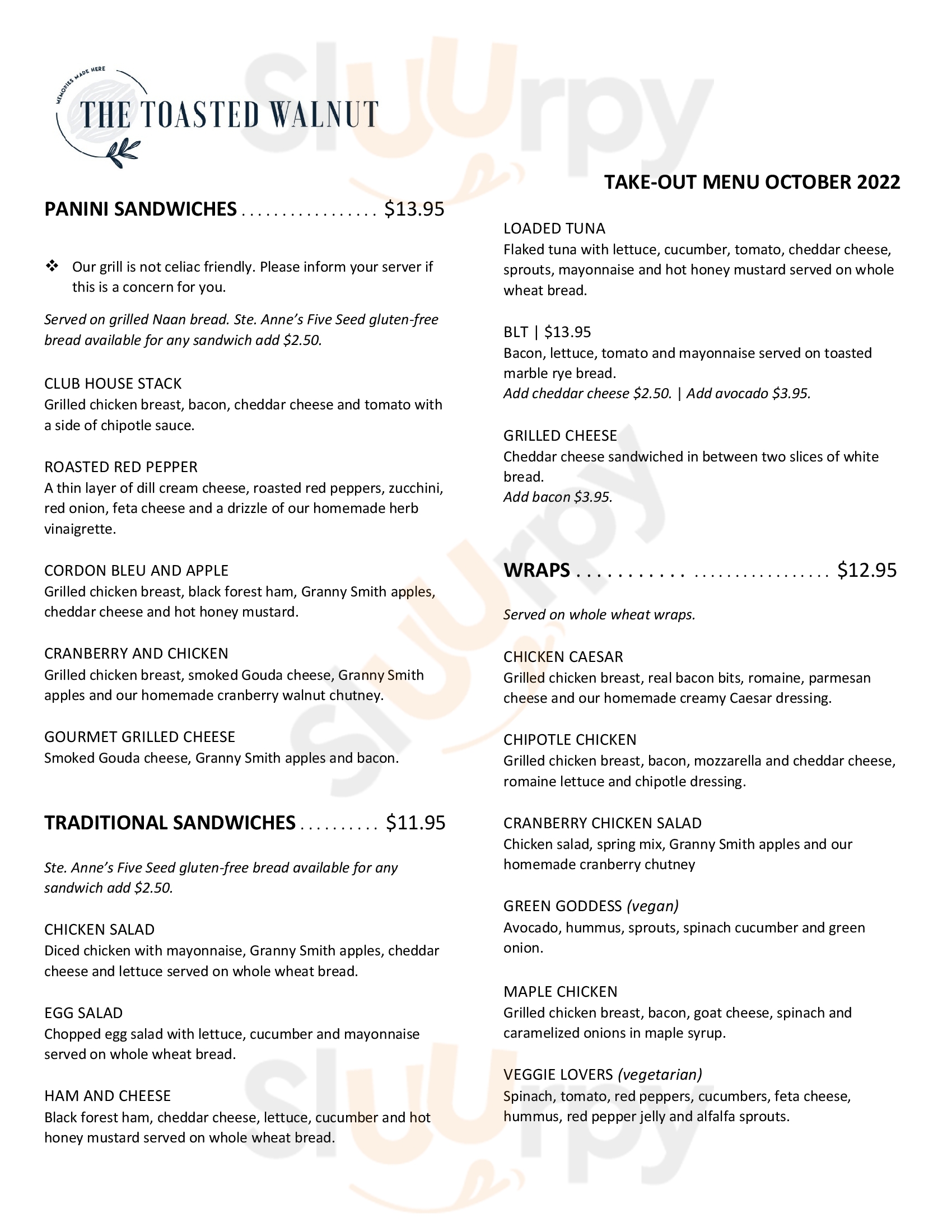 The Toasted Walnut Bowmanville Menu - 1