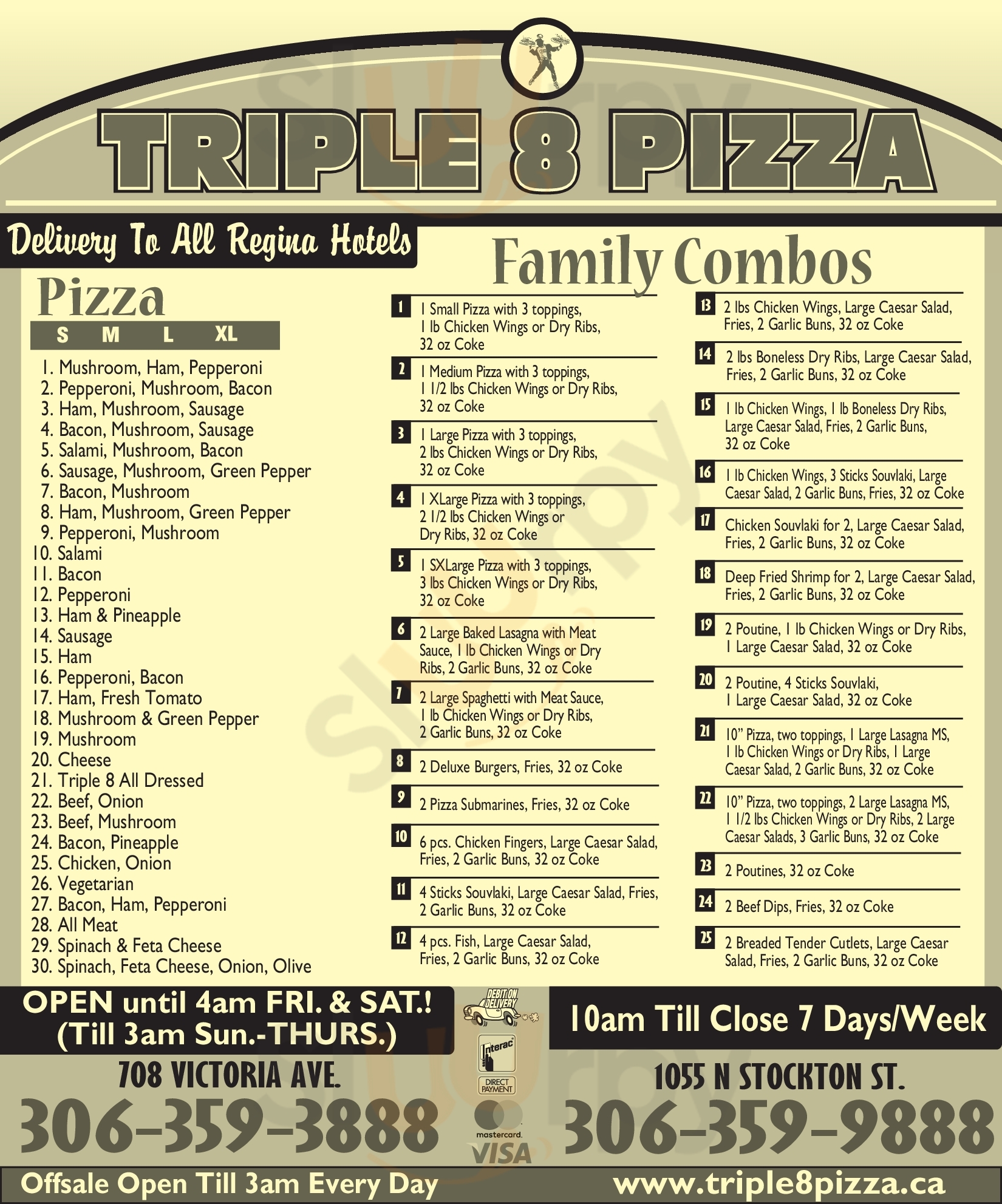 Triple 8 Pizza Regina Menu - 1