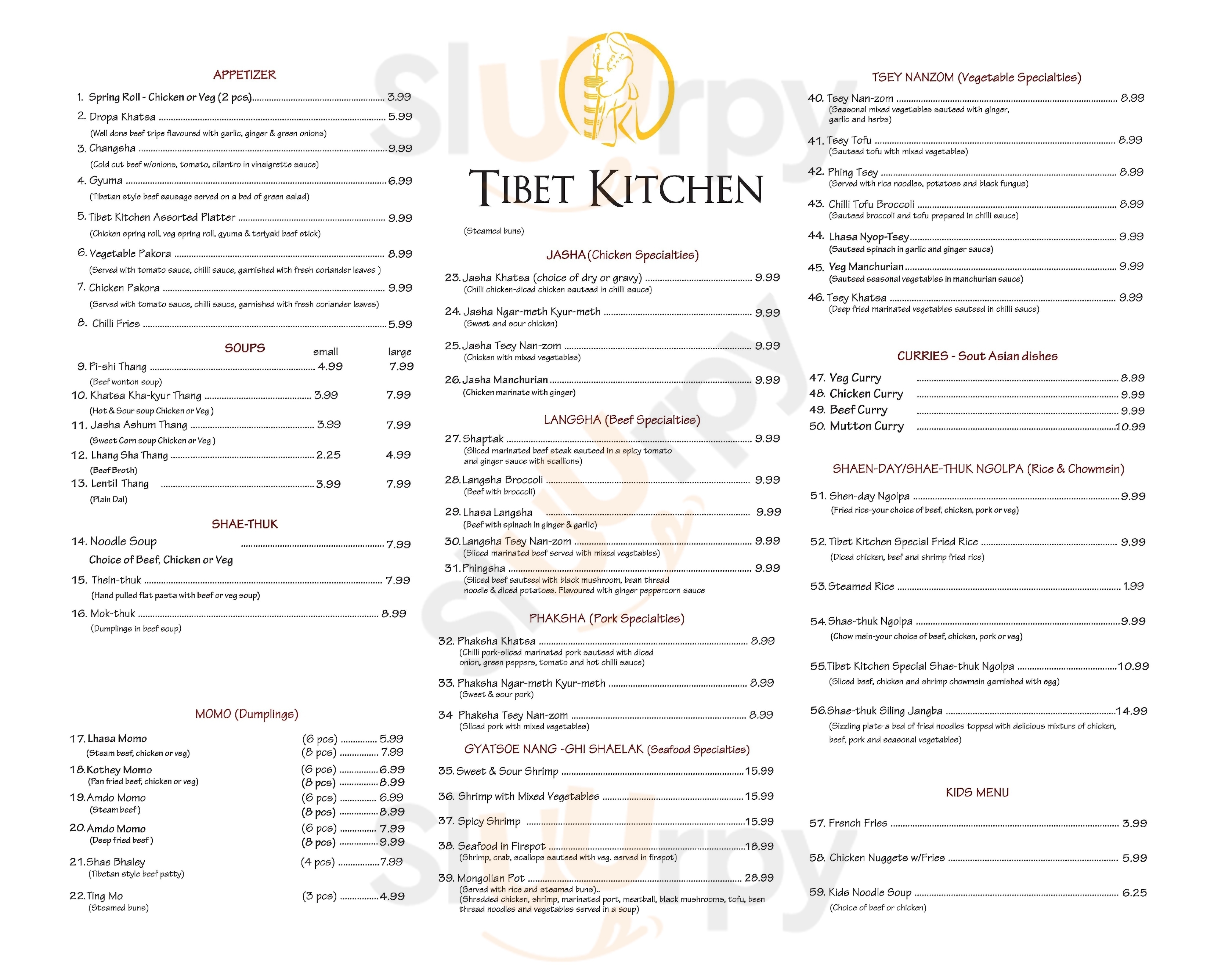 Tibet Kitchen Toronto Menu - 1