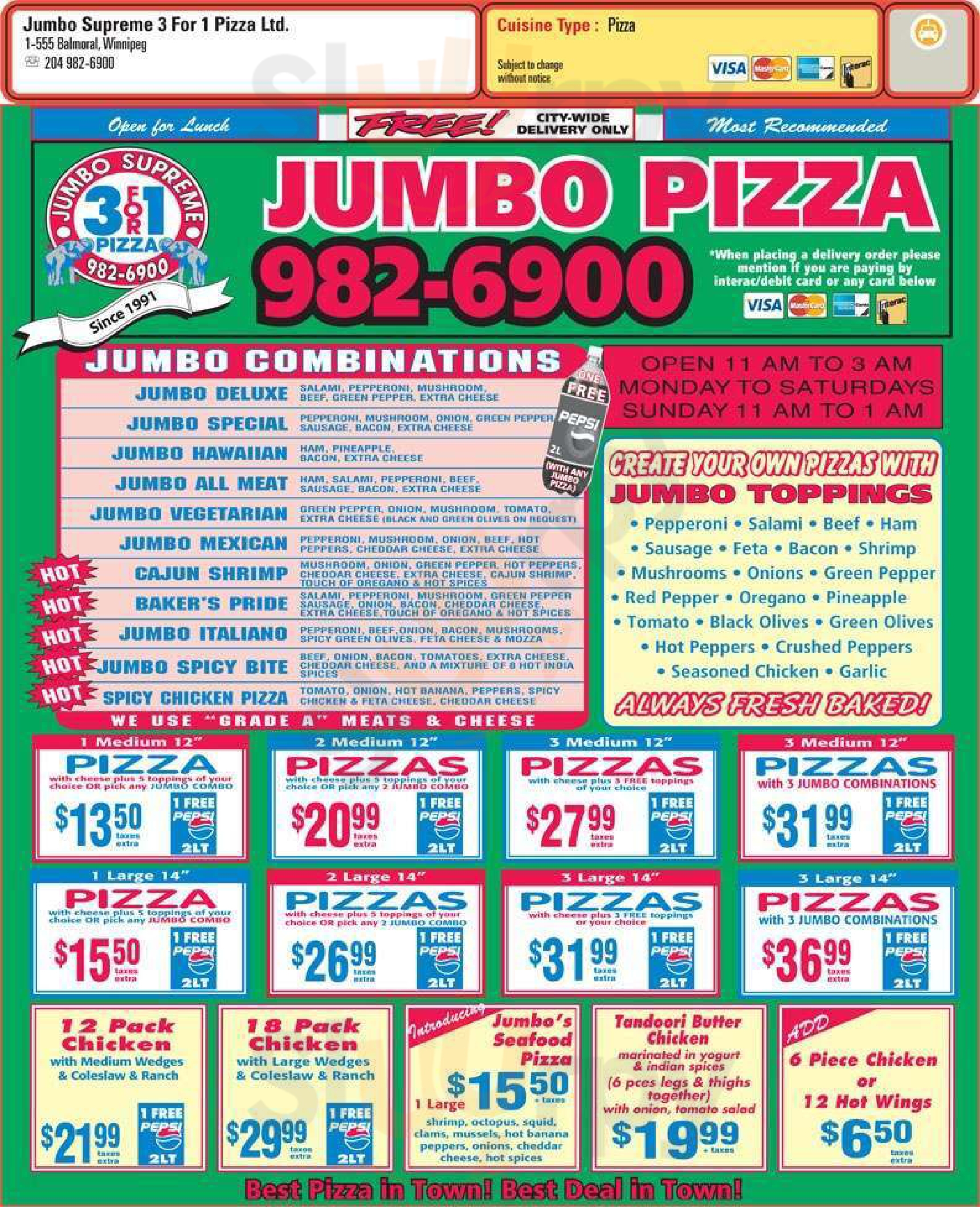 Jumbo Pizza Winnipeg Menu - 1