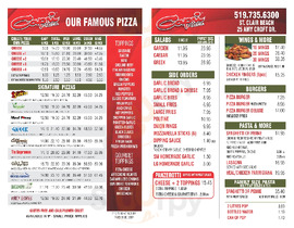Capri Pizzeria & Bar-b-q Restrnt menu