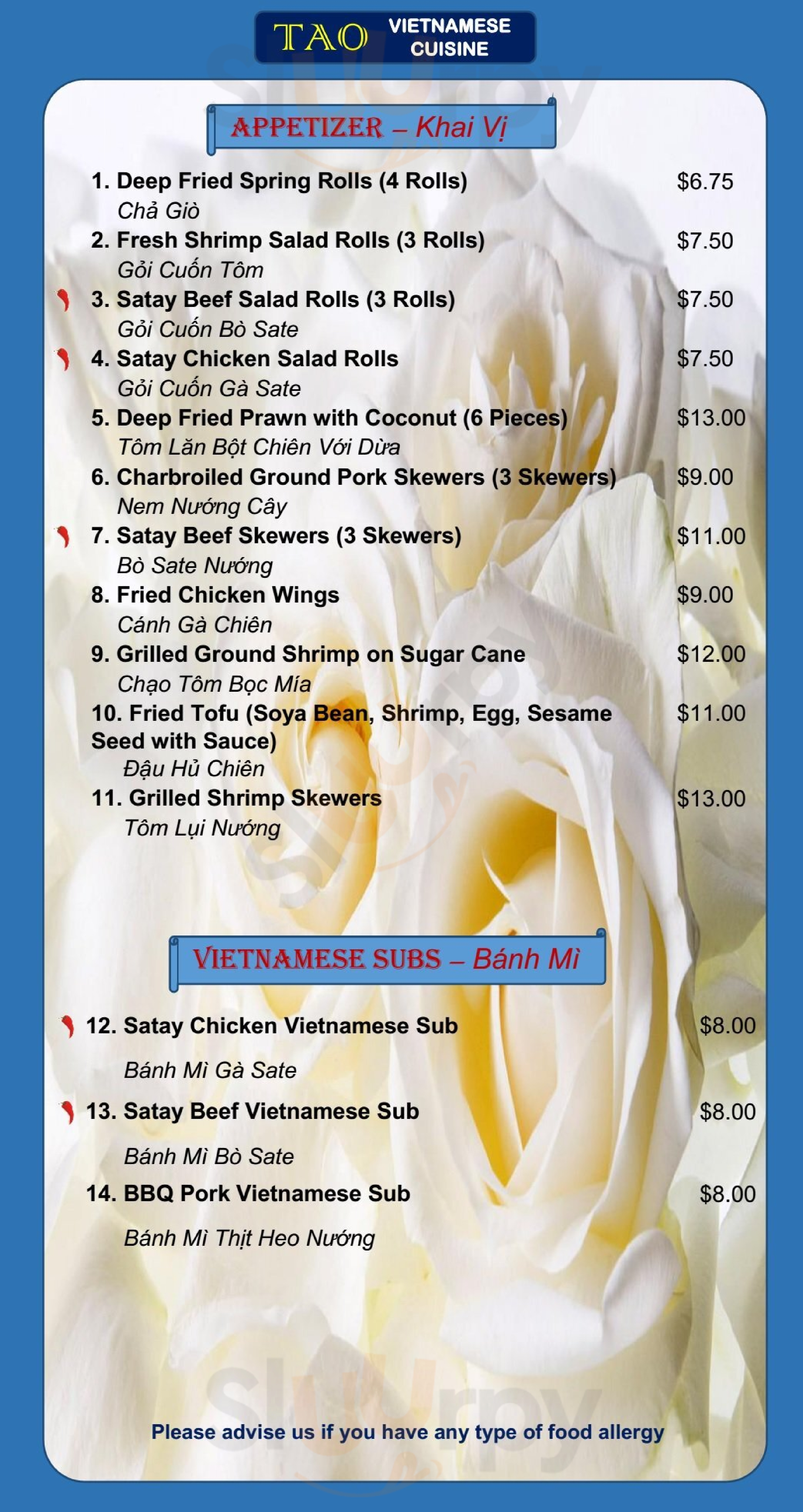 Tao Vietnamese Cuisine Calgary Menu - 1