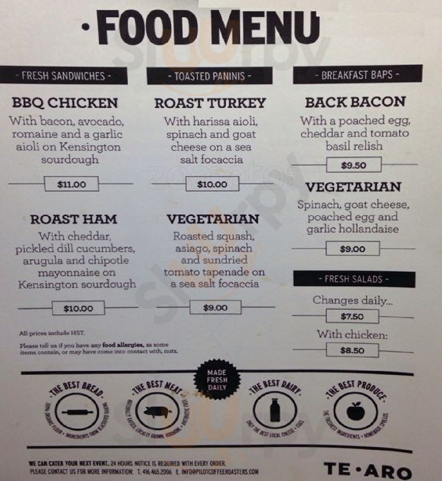 Te Aro Toronto Menu - 1