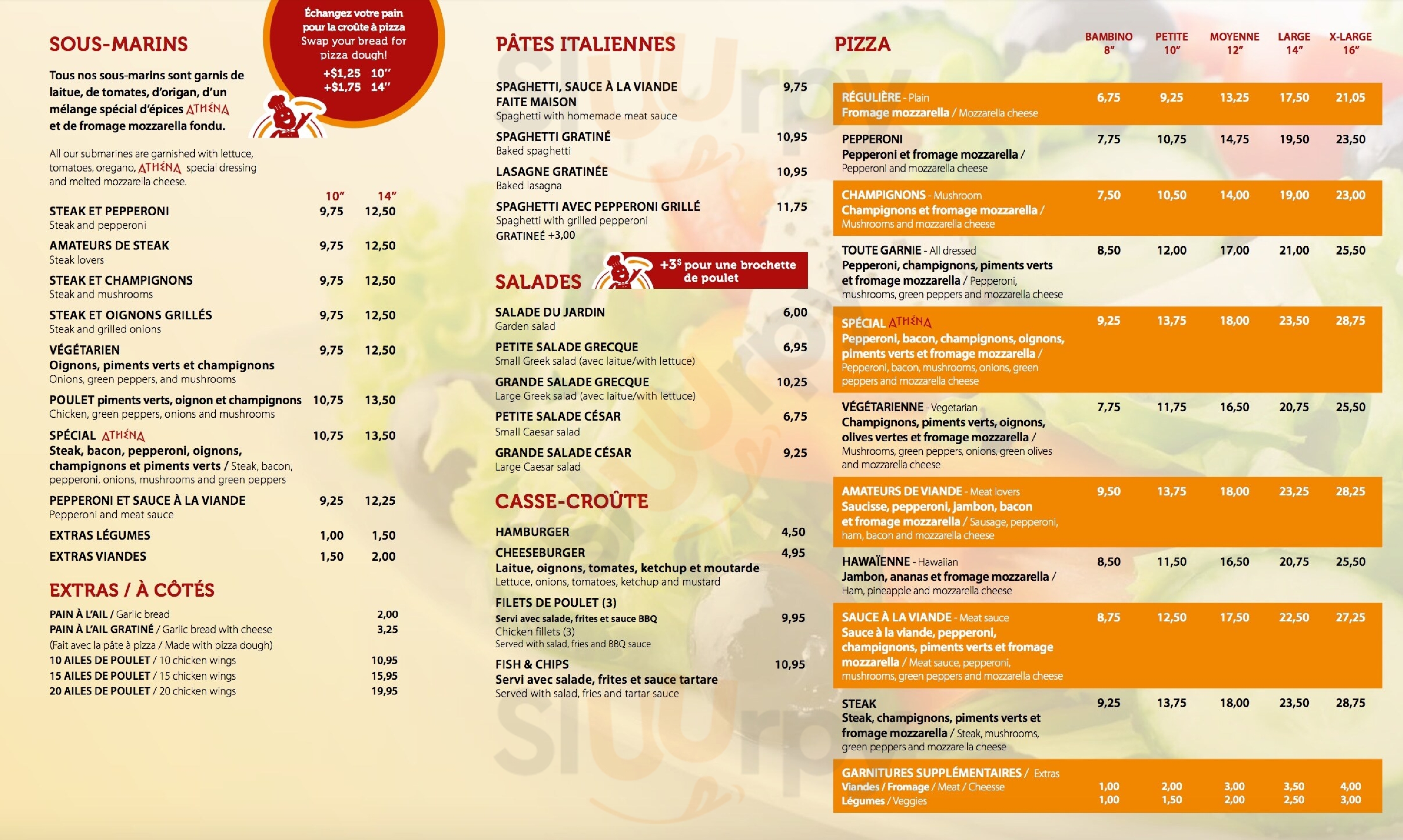 Athena Pizzeria Montreal Menu - 1