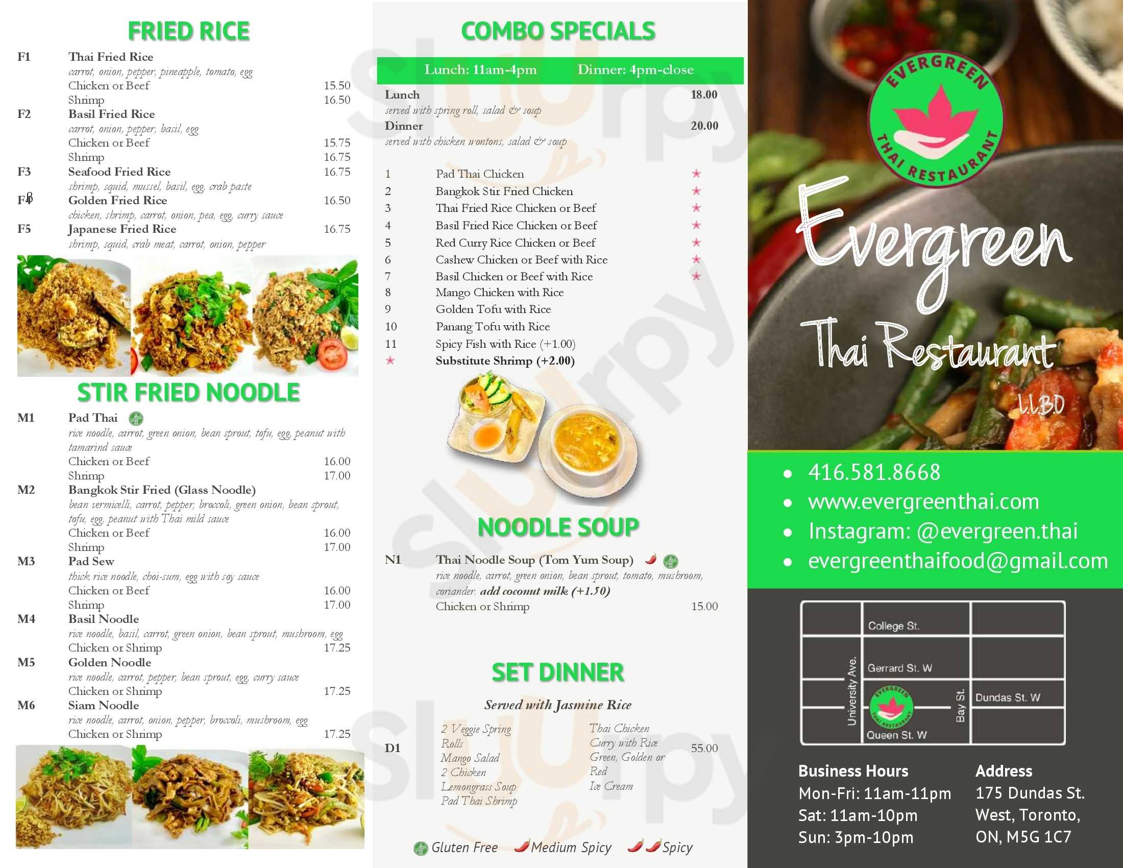 Evergreen Thai Restaurant Toronto Menu - 1