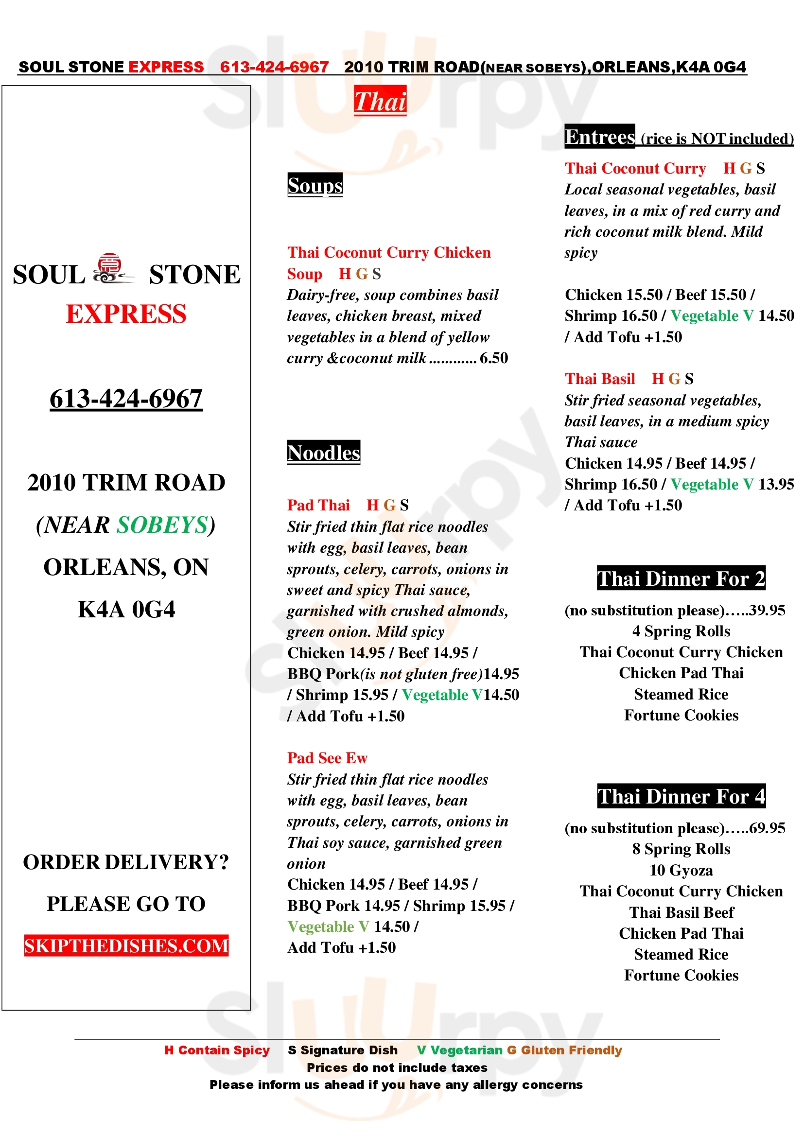 Soul Stone Express Asian Cuisine Ottawa Menu - 1