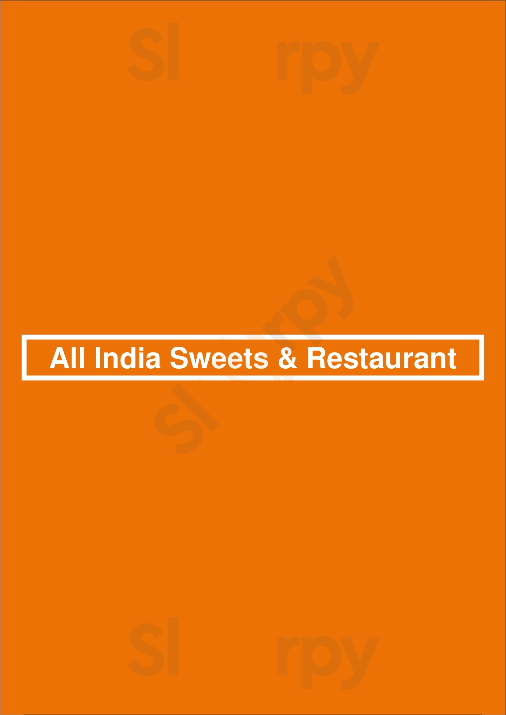 All India Sweets & Restaurant Vancouver Menu - 1