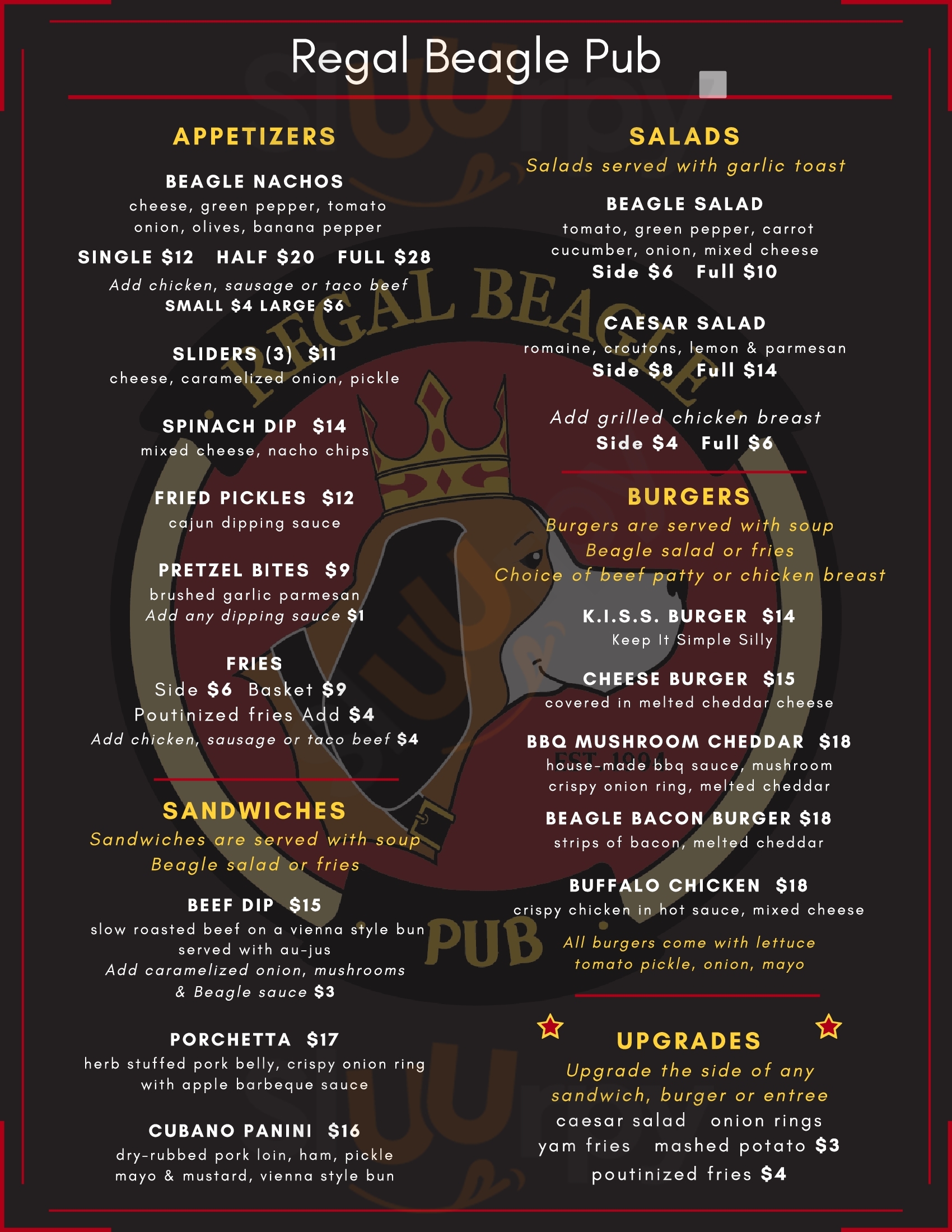 Regal Beagle - Glendale Calgary Menu - 1