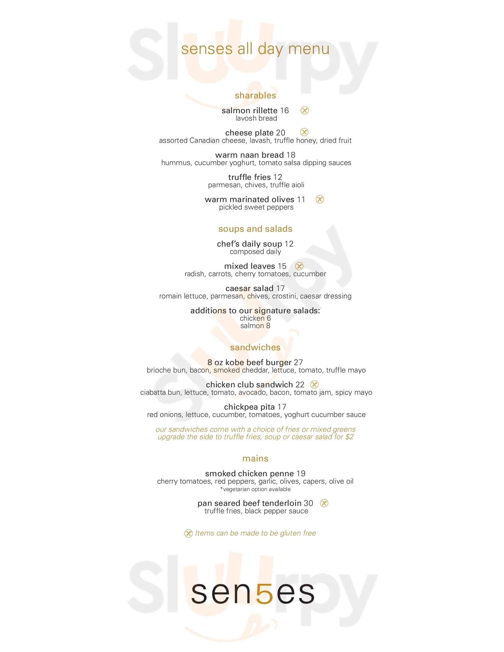 Main Menu - Senses Restaurant