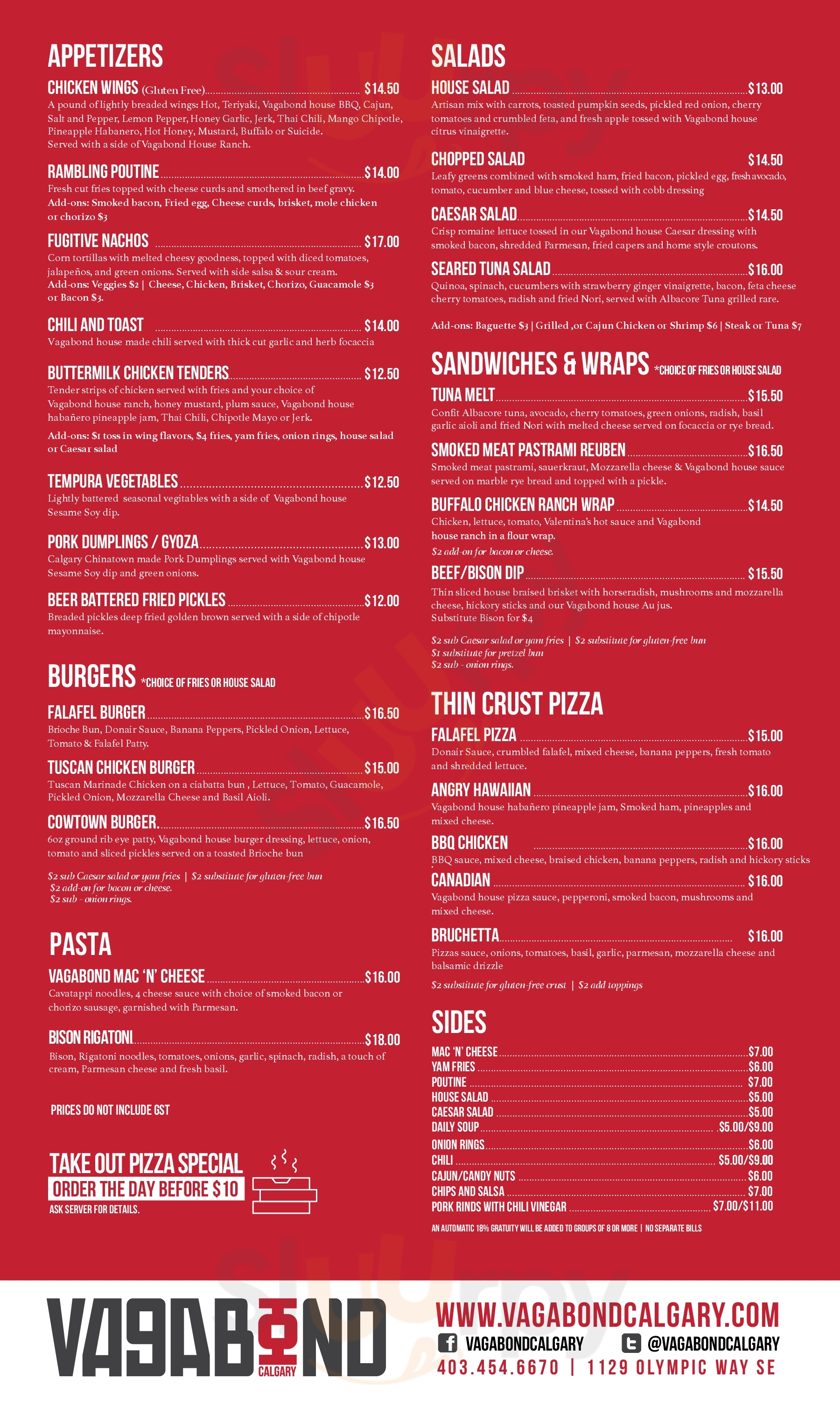 Vagabond Calgary Menu - 1