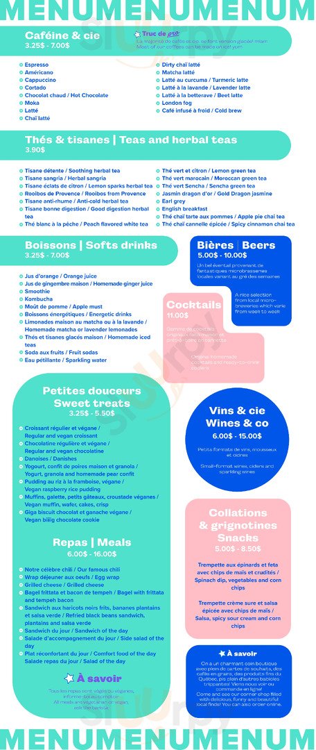 Cafe Oui Mais Non menu
