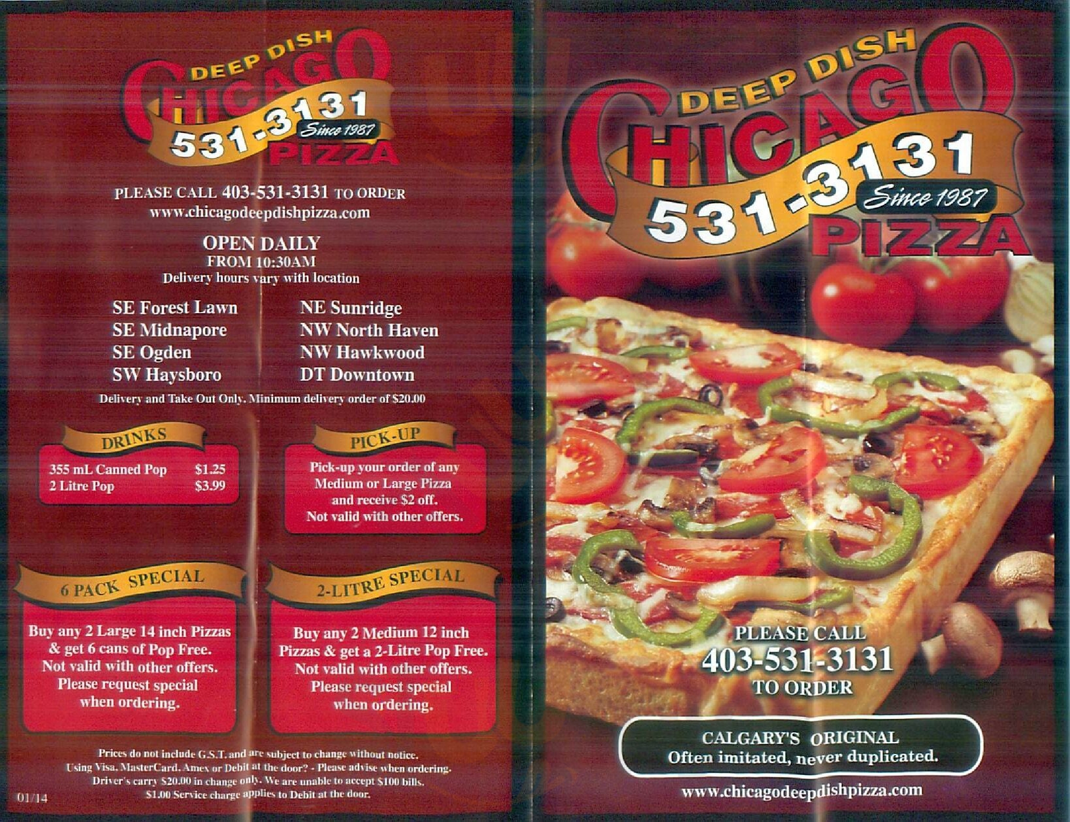 Chicago Deep Dish Pizza Calgary Menu - 1