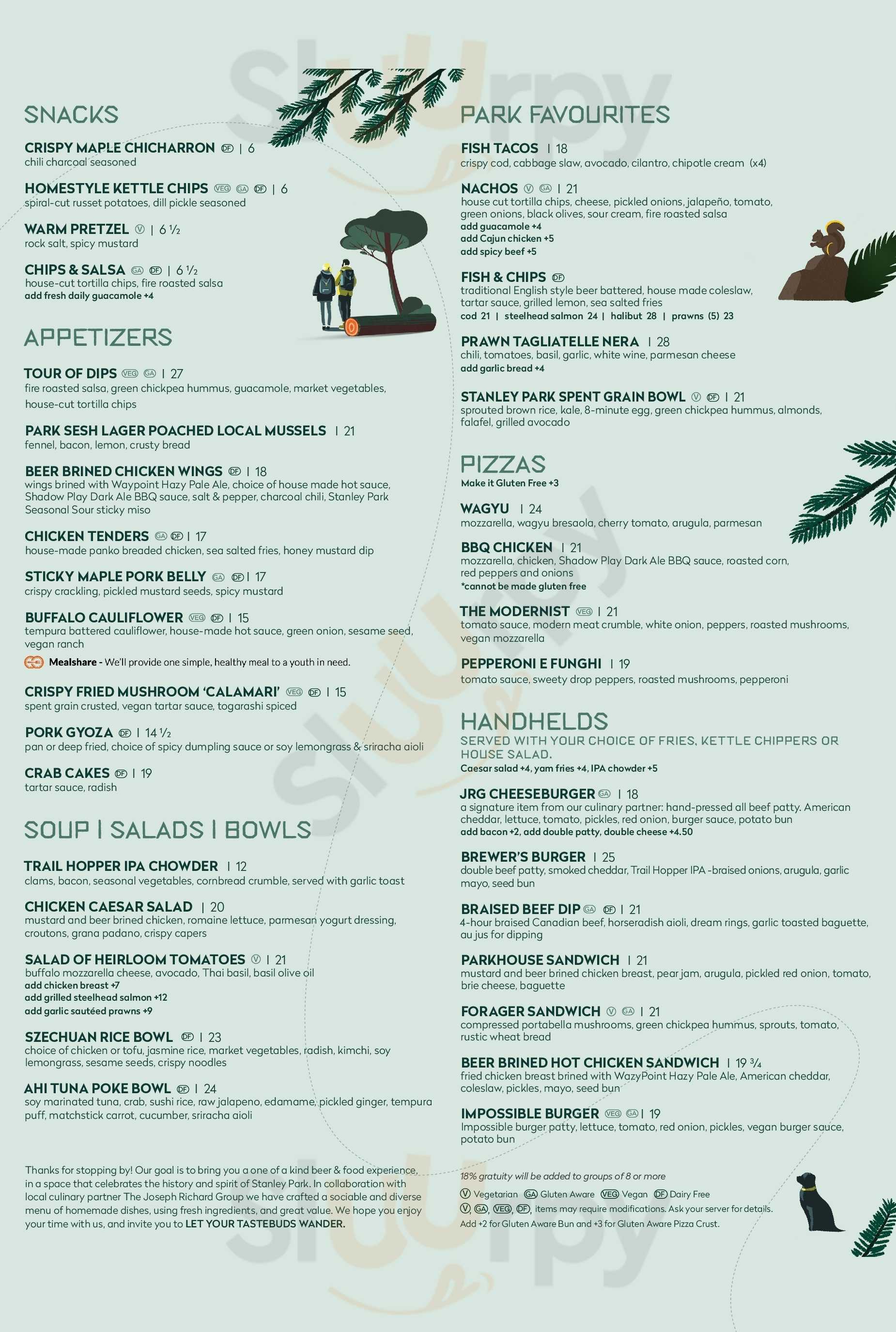 Stanley Park Brewing Restaurant & Pub Vancouver Menu - 1