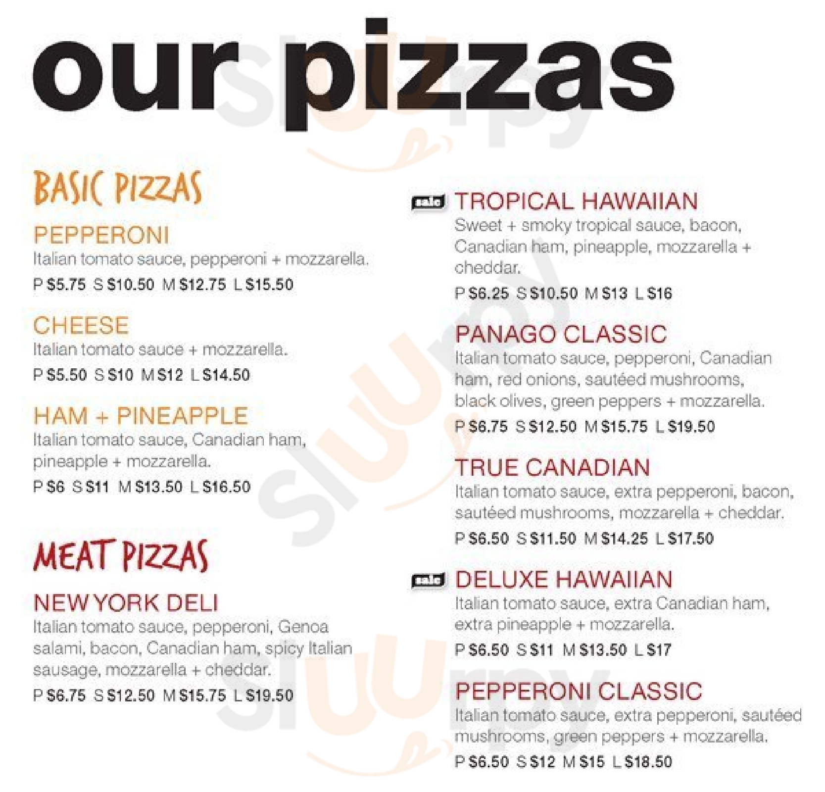 Panago Pizza Vancouver Menu - 1