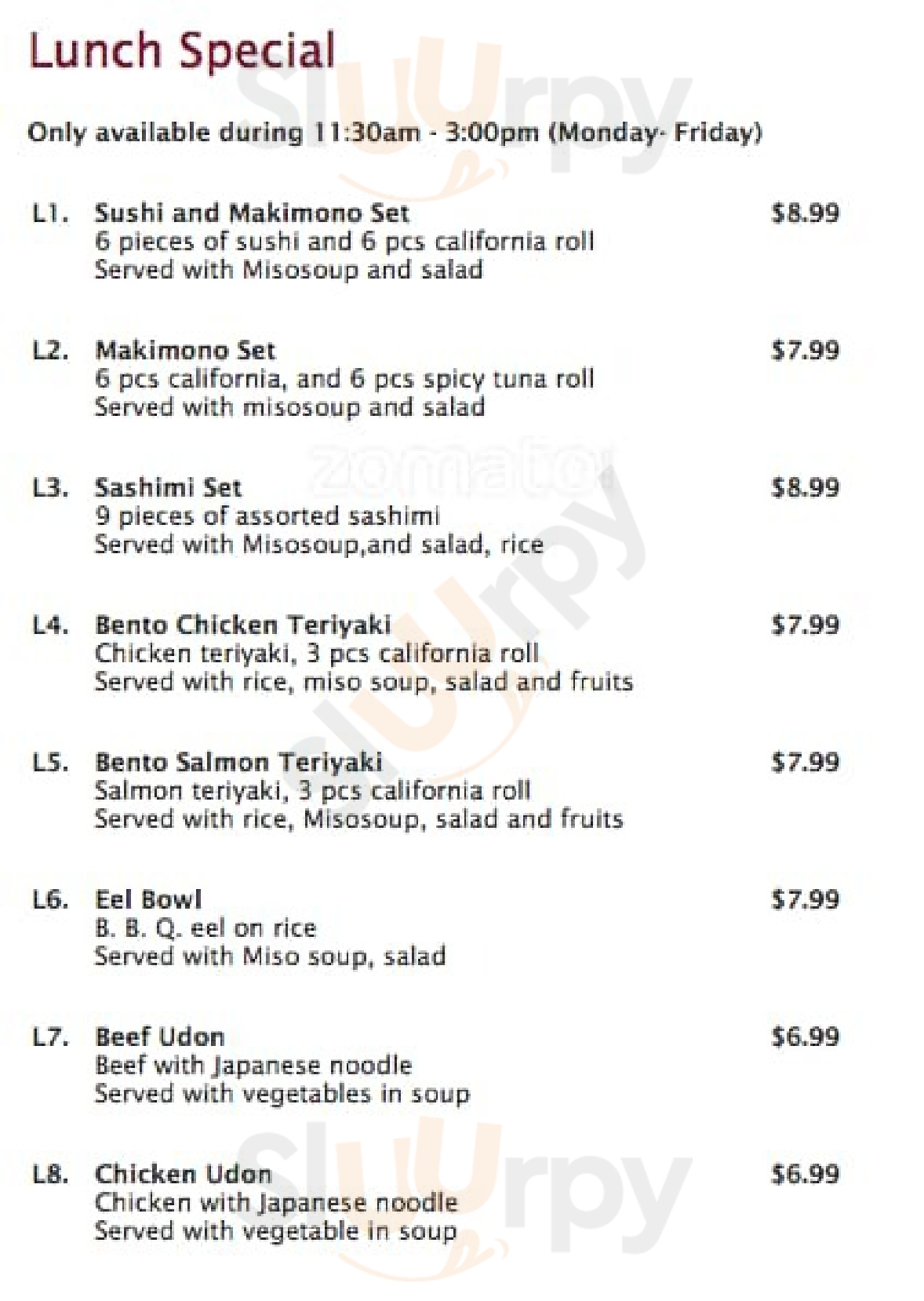 Sushi Bon Toronto Menu - 1