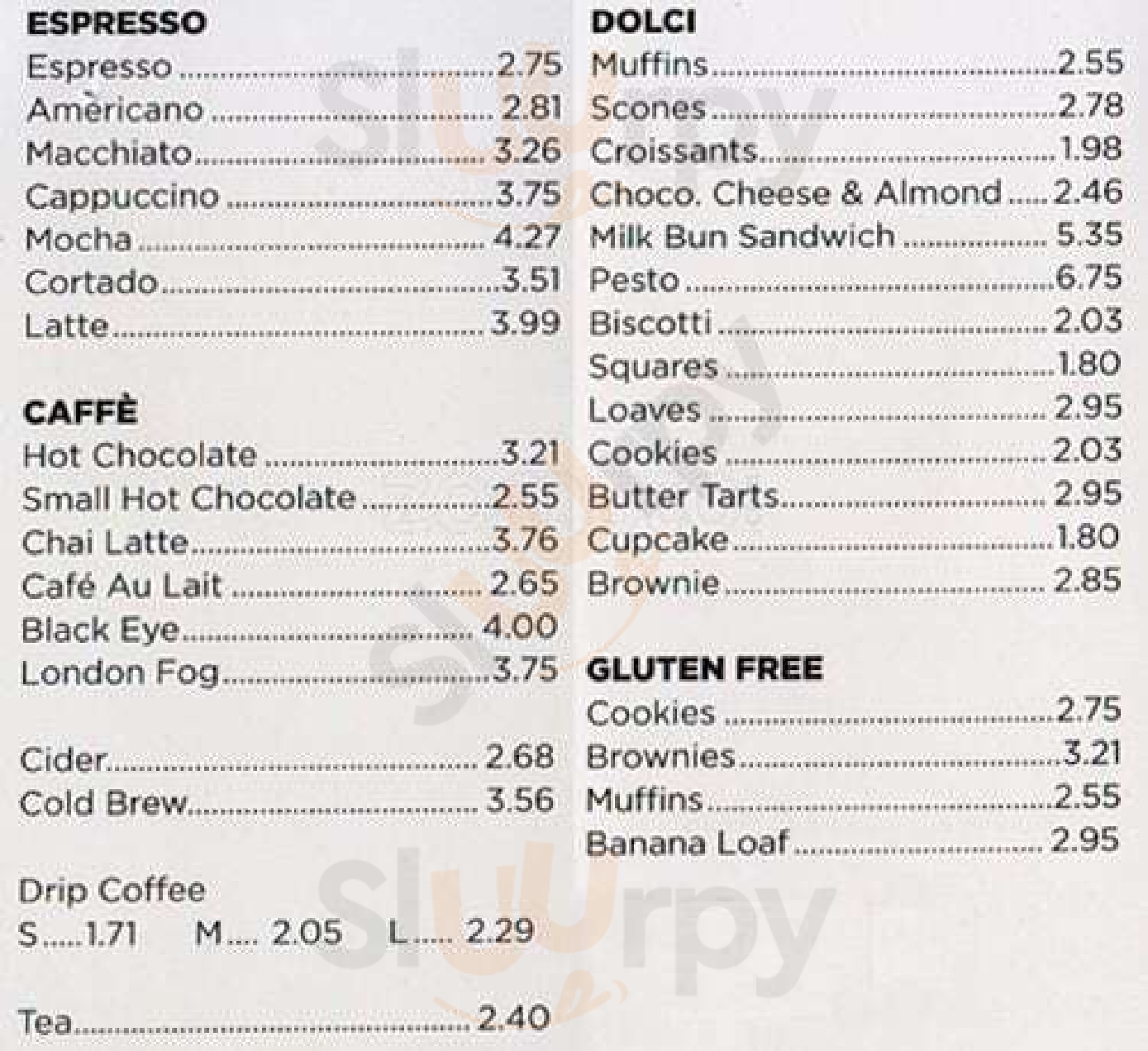 Main Menu - Lit Espresso Bar