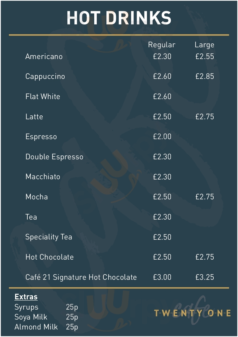 Cafe 21 Dyce Menu - 1