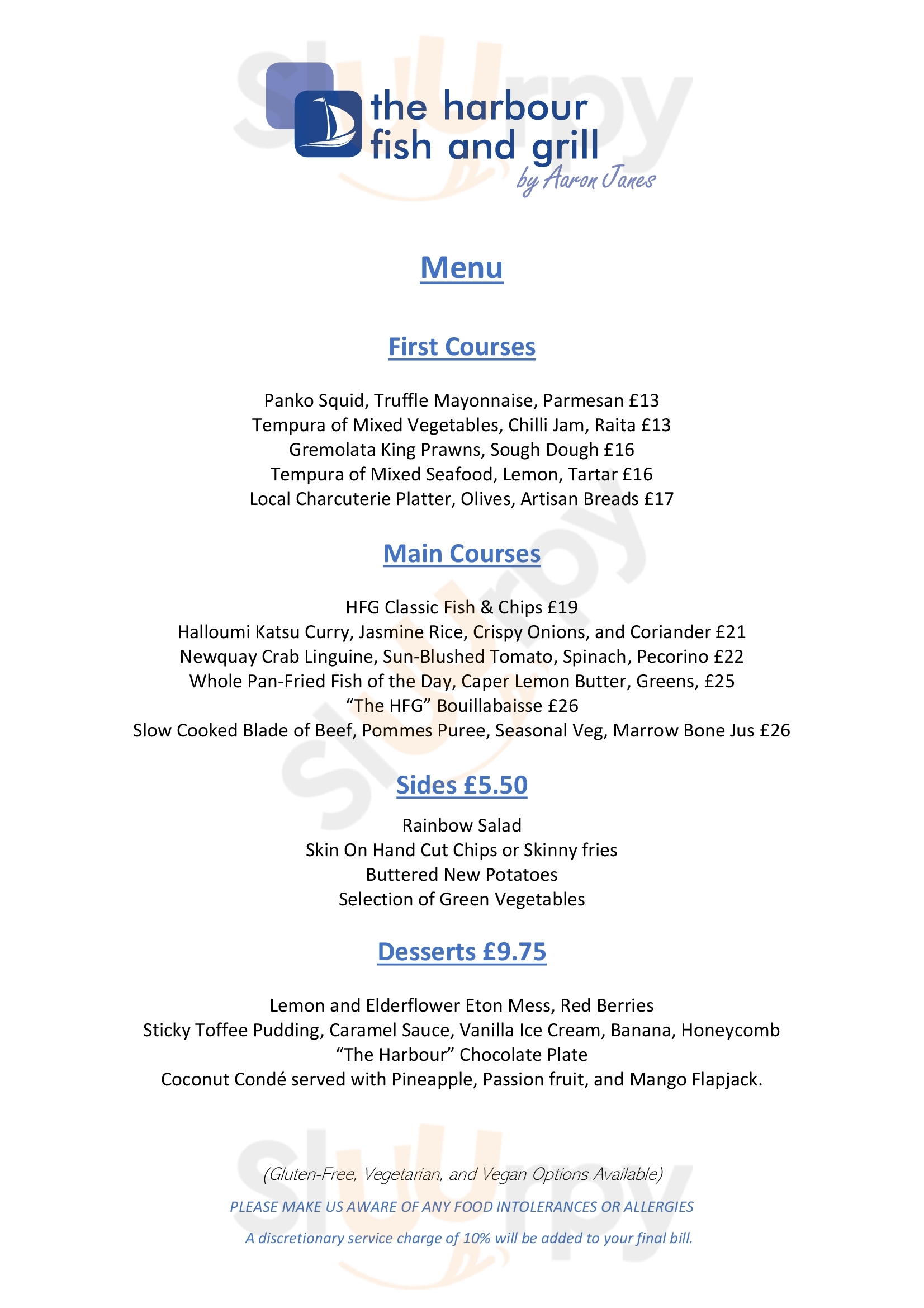 The Harbour Fish And Grill Newquay Menu - 1