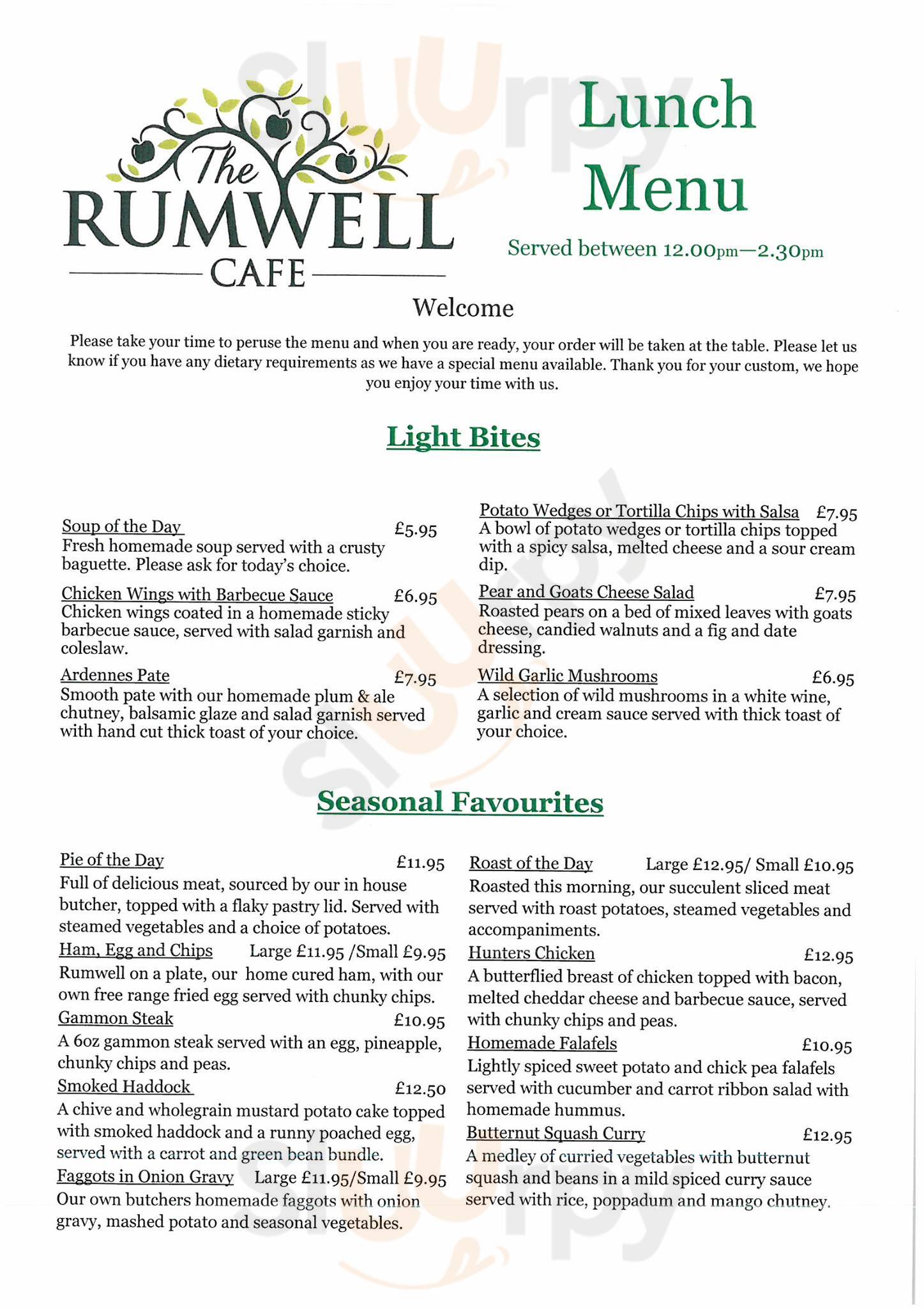 Rumwell Farm Shop And Cafe Taunton Menu - 1