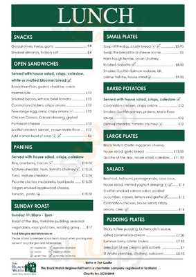 Bistro @ The Black Watch Castle & Museum menu