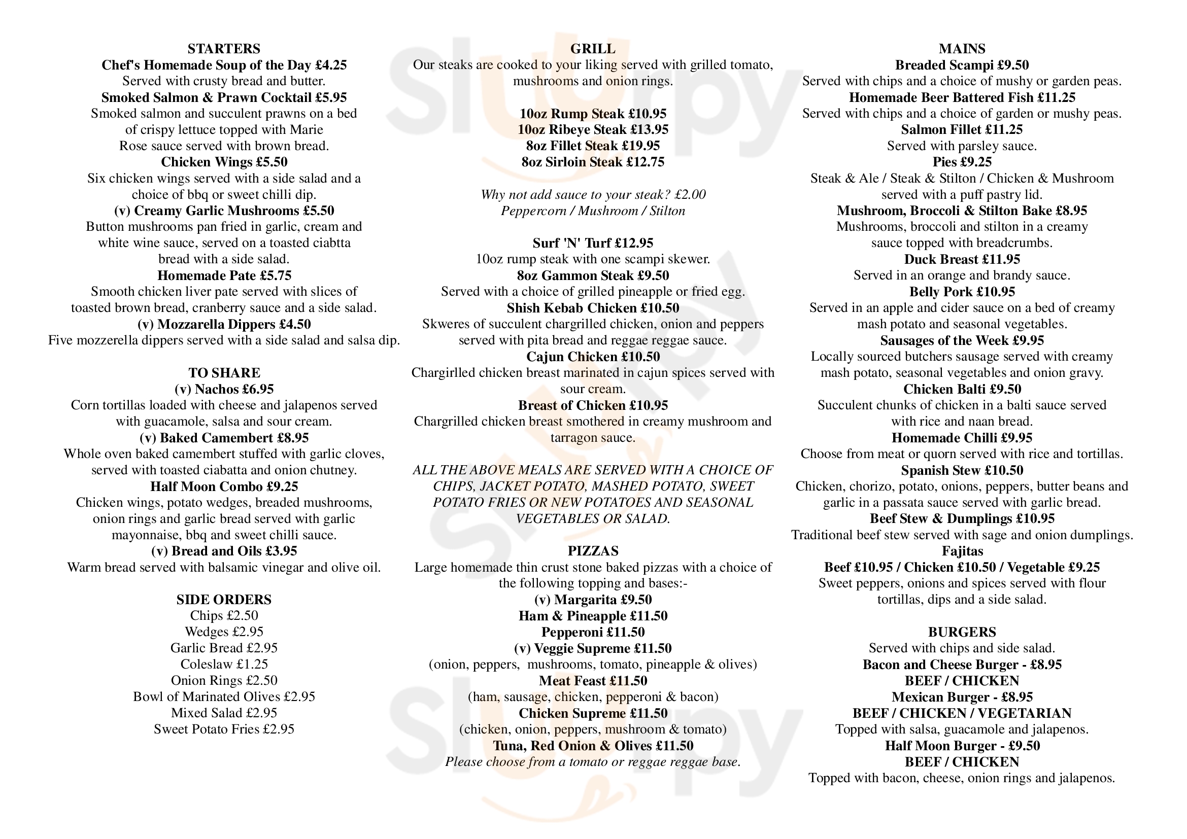 The Half Moon Inn Jackfield Menu - 1