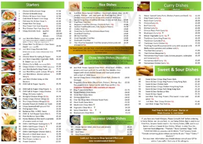 Just Wok menu