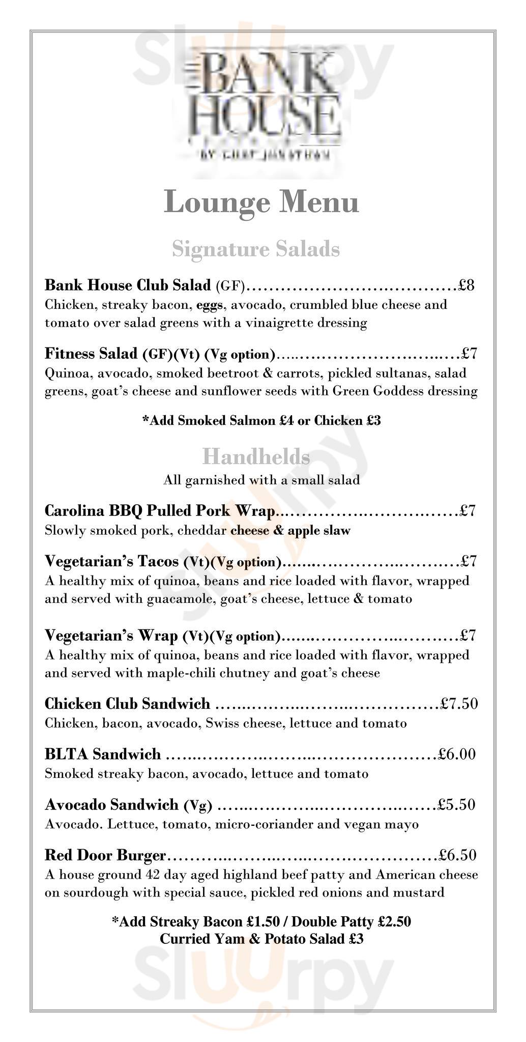 Bank House Restaurant Stafford Menu - 1