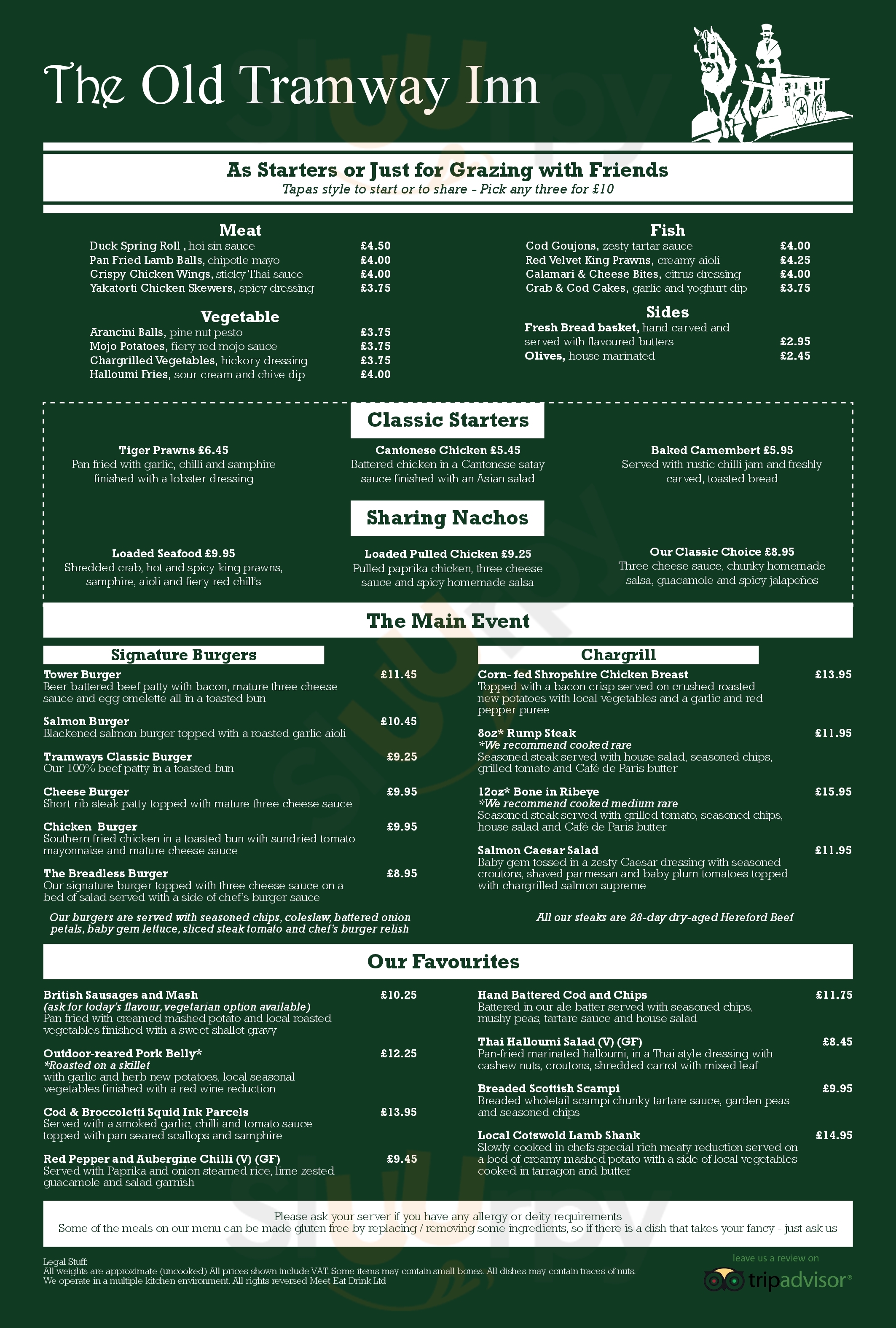 The Old Tramway Inn Stratford-upon-Avon Menu - 1