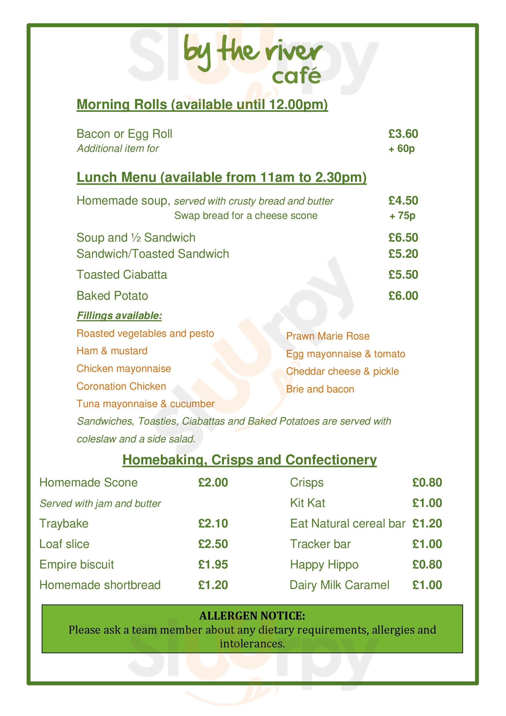 By The River Cafe @ Highland Hospice Inverness Menu - 1