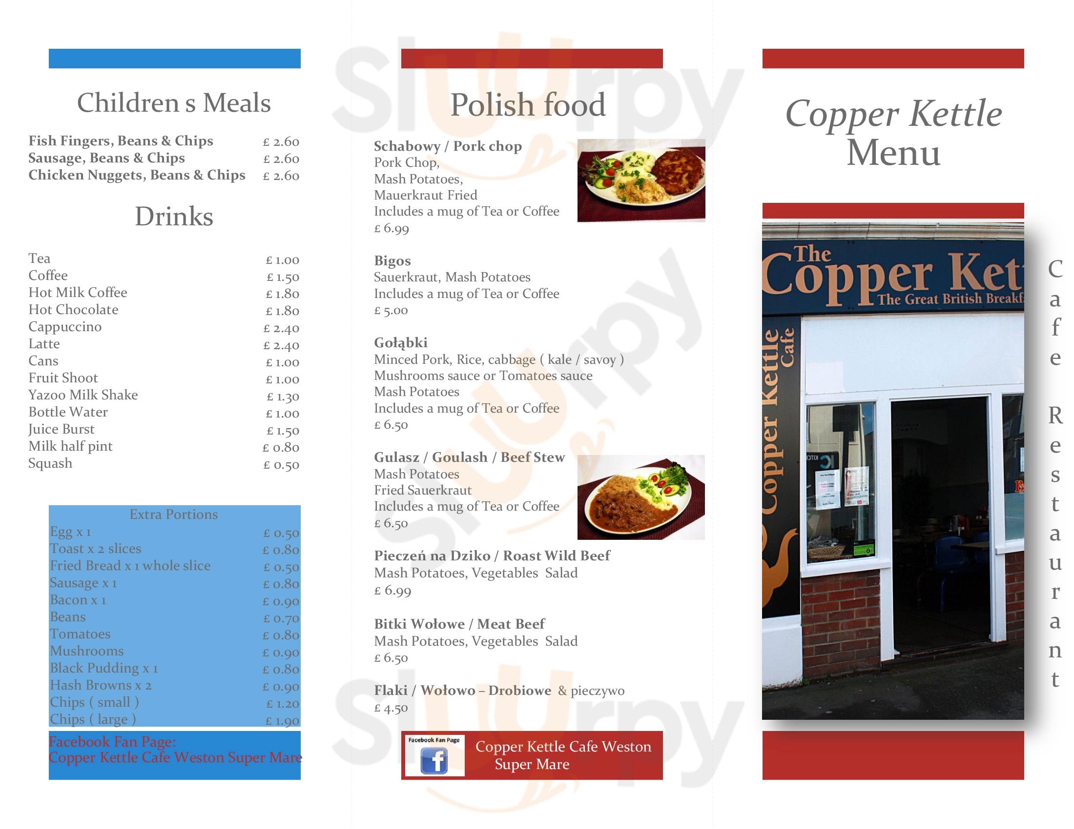 The Copper Kettle Cafe Weston super Mare Menu - 1