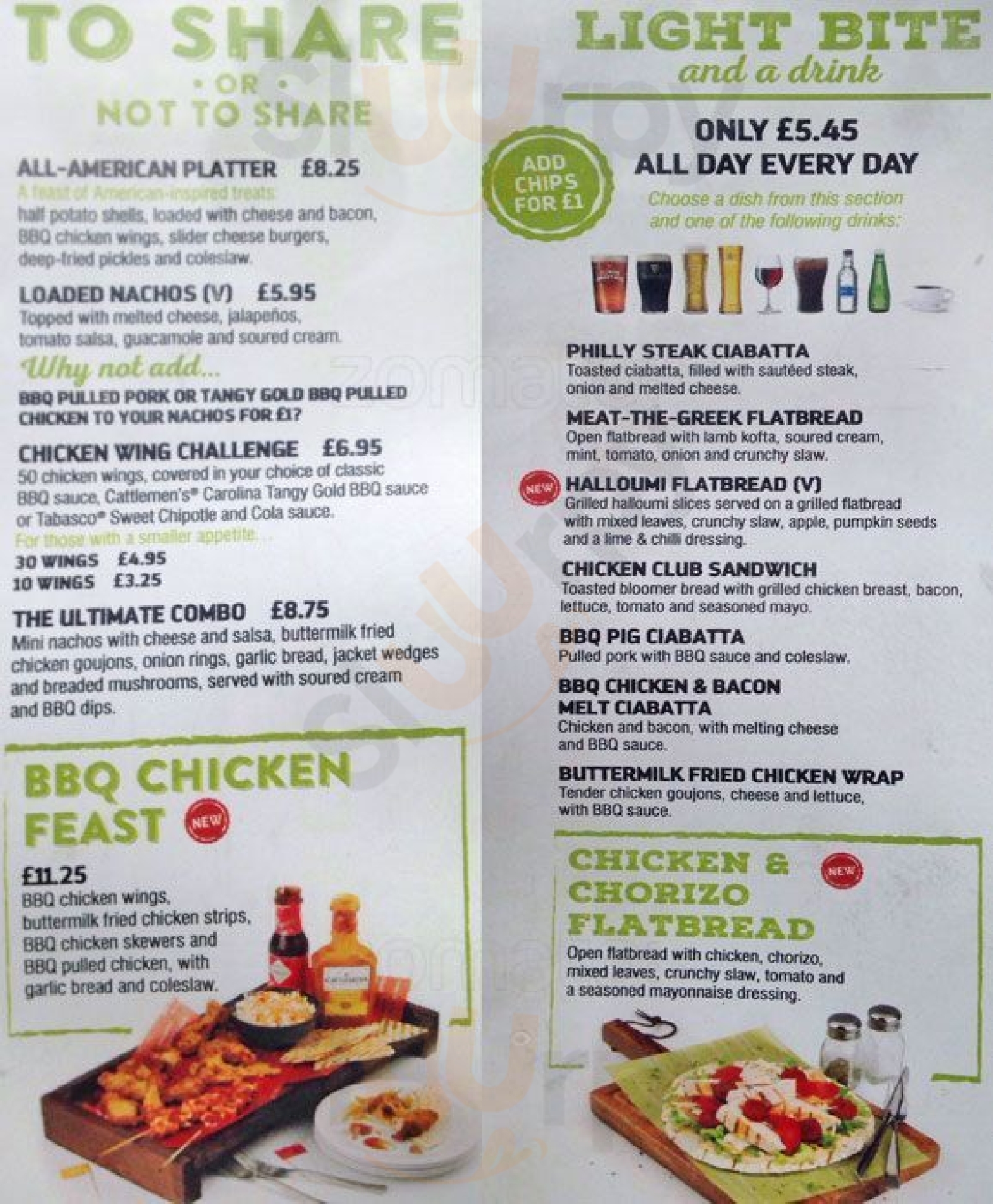 Yates Romford Menu - 1