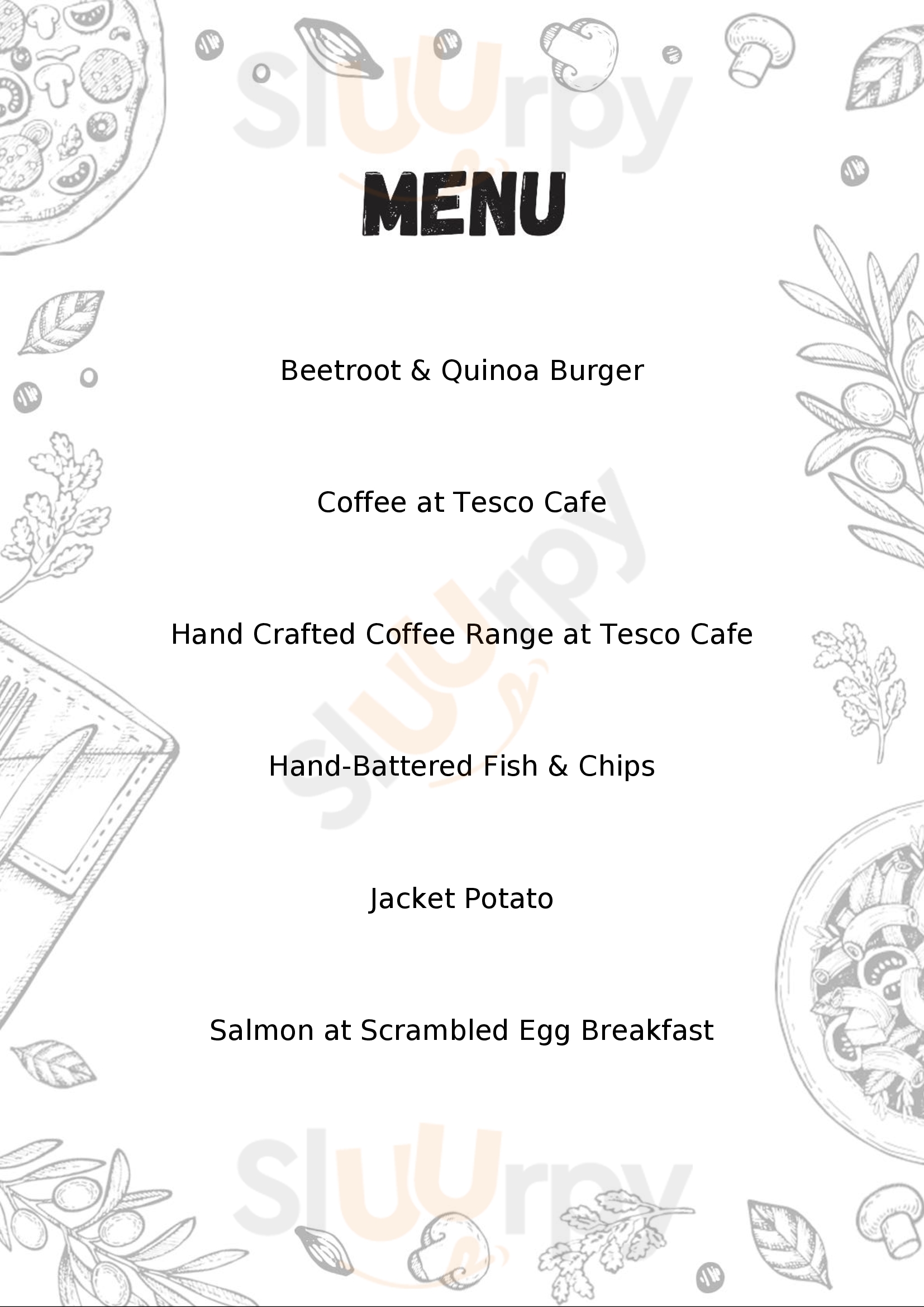 Tesco Cafe Aberdare Menu - 1