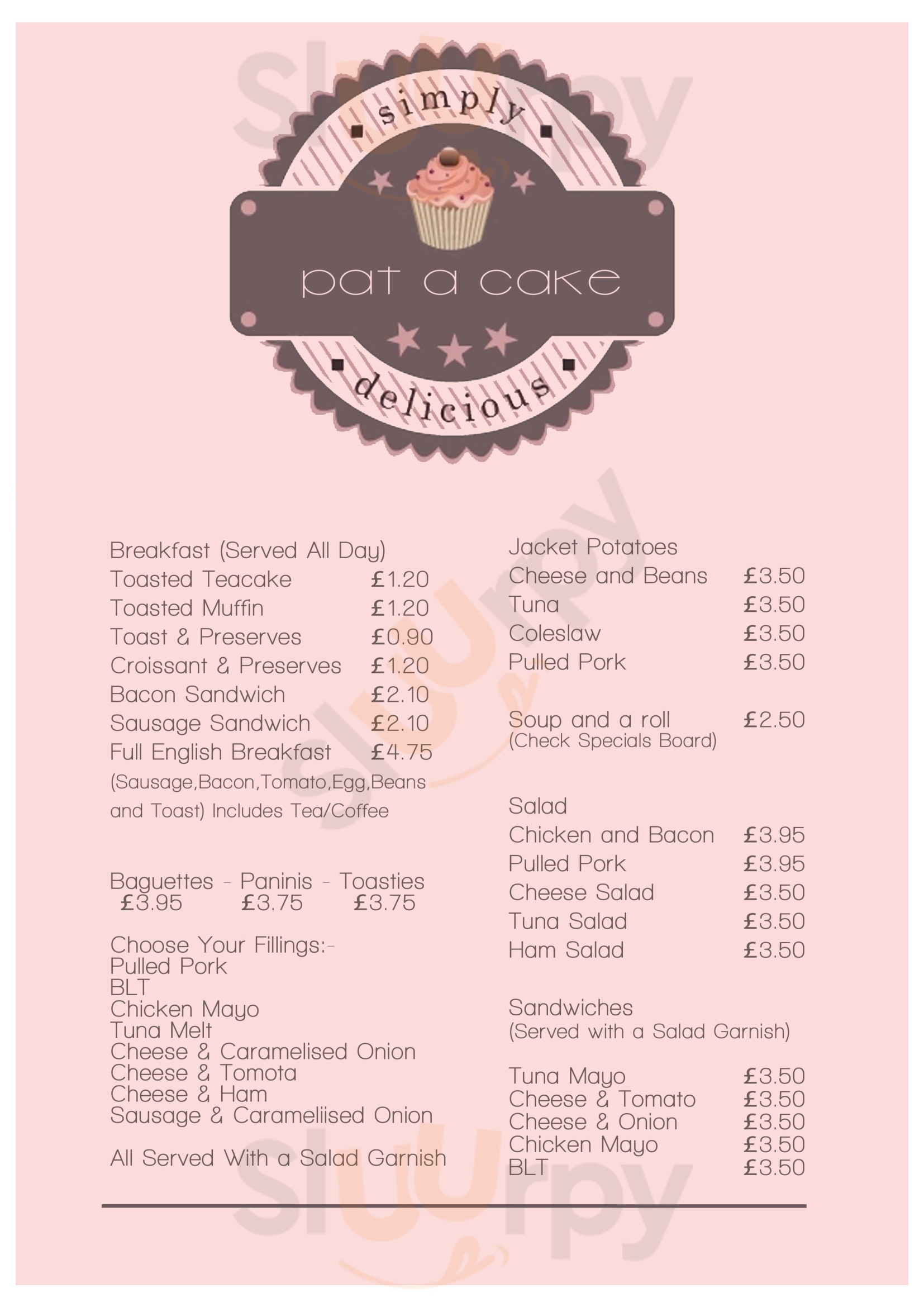 Pat A Cake 1 Ltd Grimsby Menu - 1