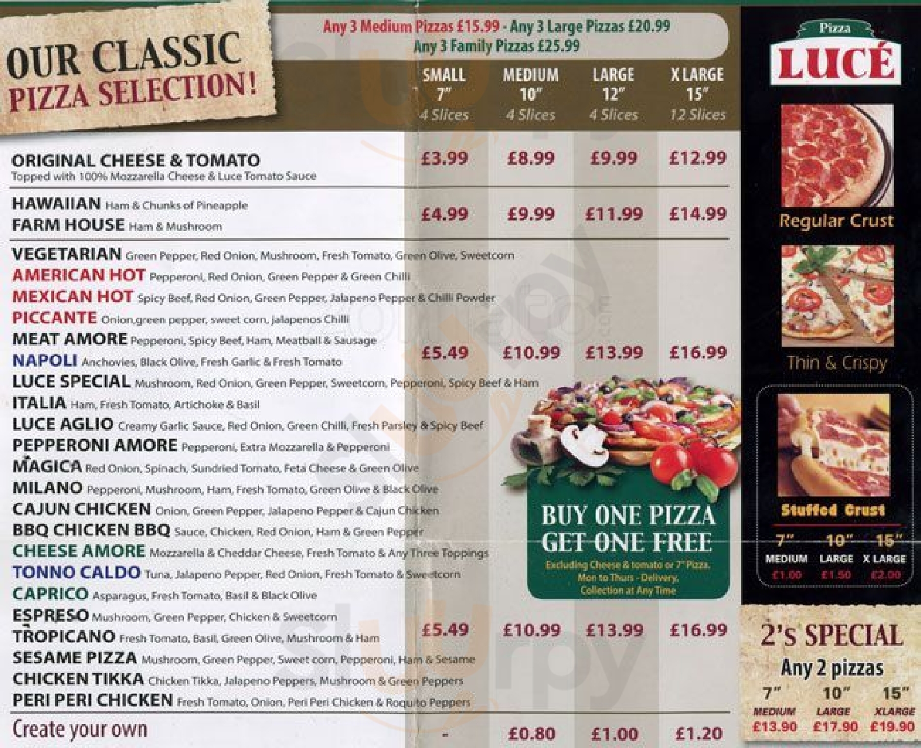 Luce Pizza And Kebab Sutton Menu - 1