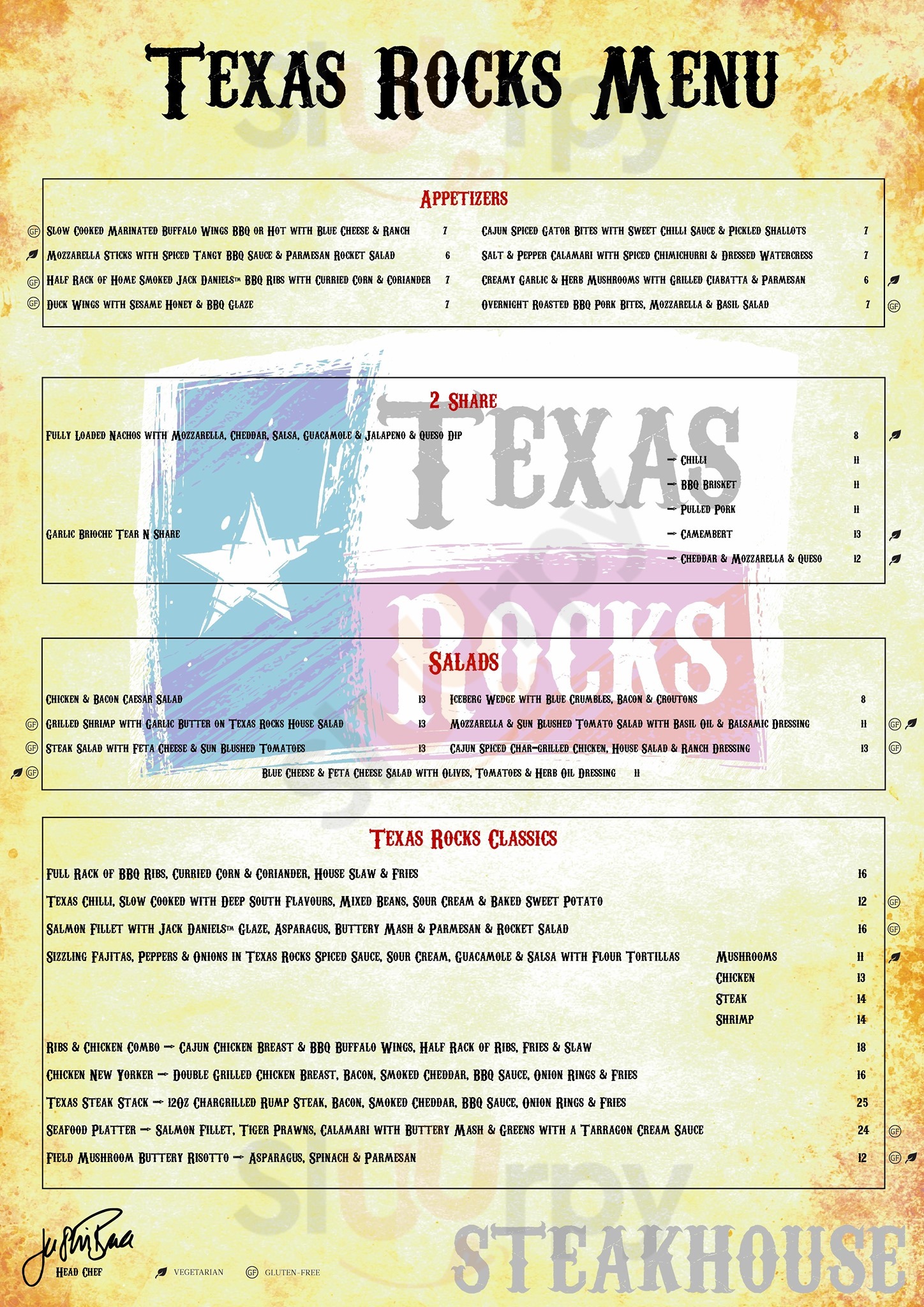 Texas Rocks Yeovil Menu - 1